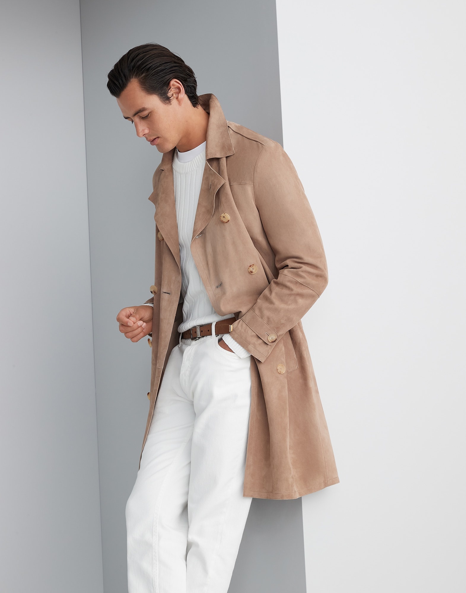 【送料&関税込】Brunello Cucinelli Coat With Belt Brunello Cucinelli Coat Beige Mens Brunello Cucinelli