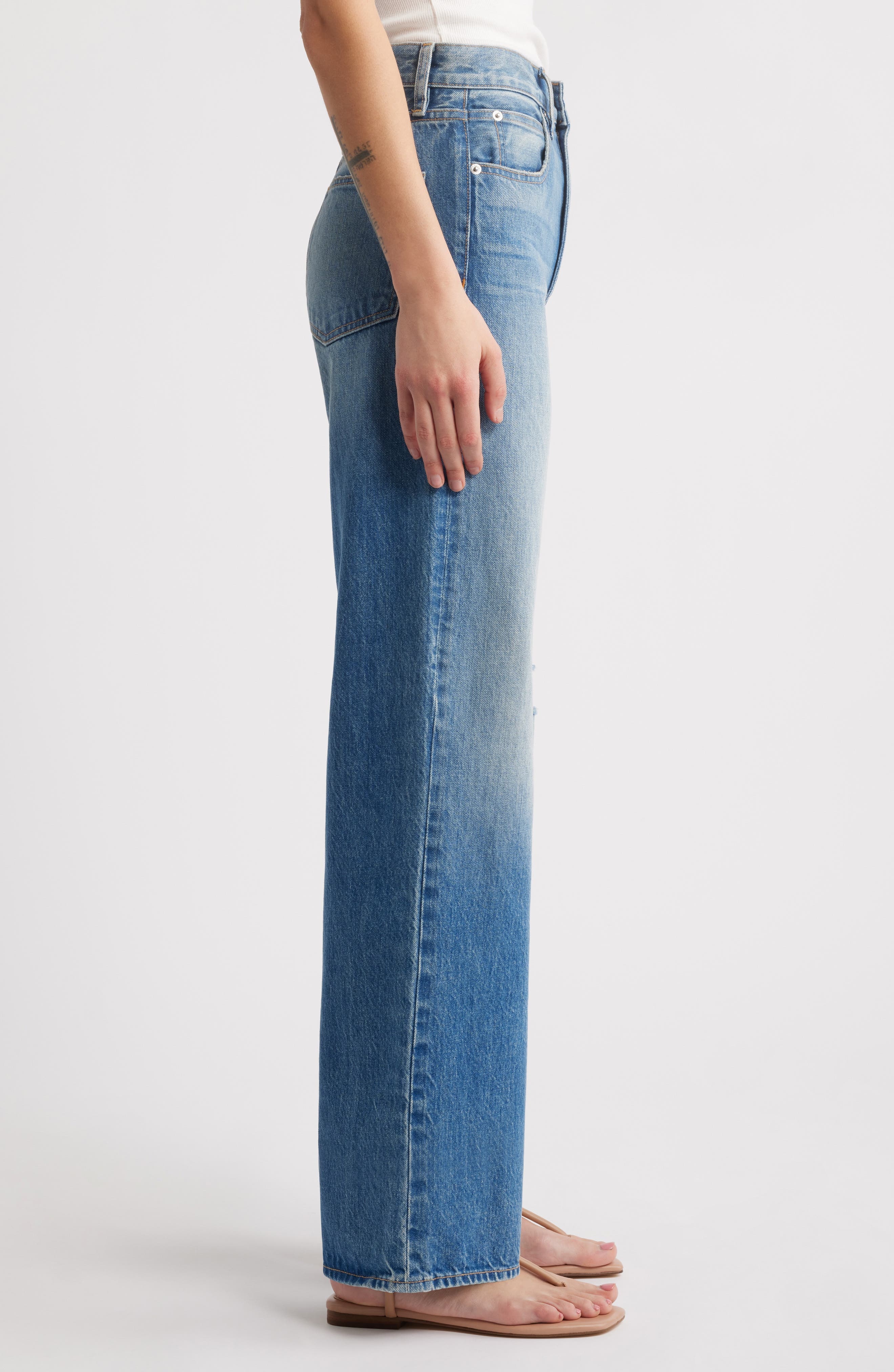 SLVRLAKE Grace High Waist Wide Leg Jeans in Heavy Hitter at Nordstrom - 3
