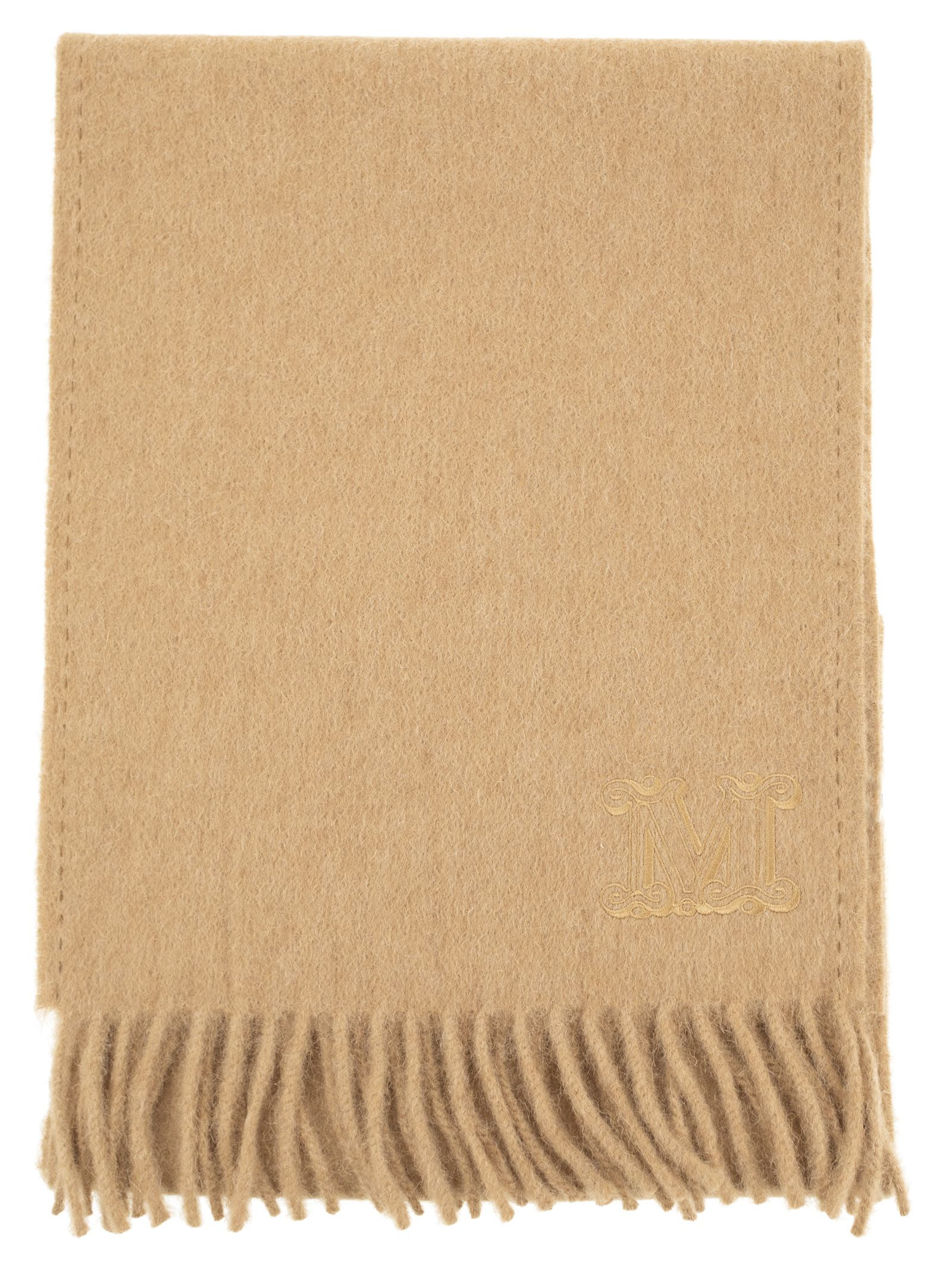 Maxmara Women Wkclara - Camel Stole With Monogram Embroidery - 2