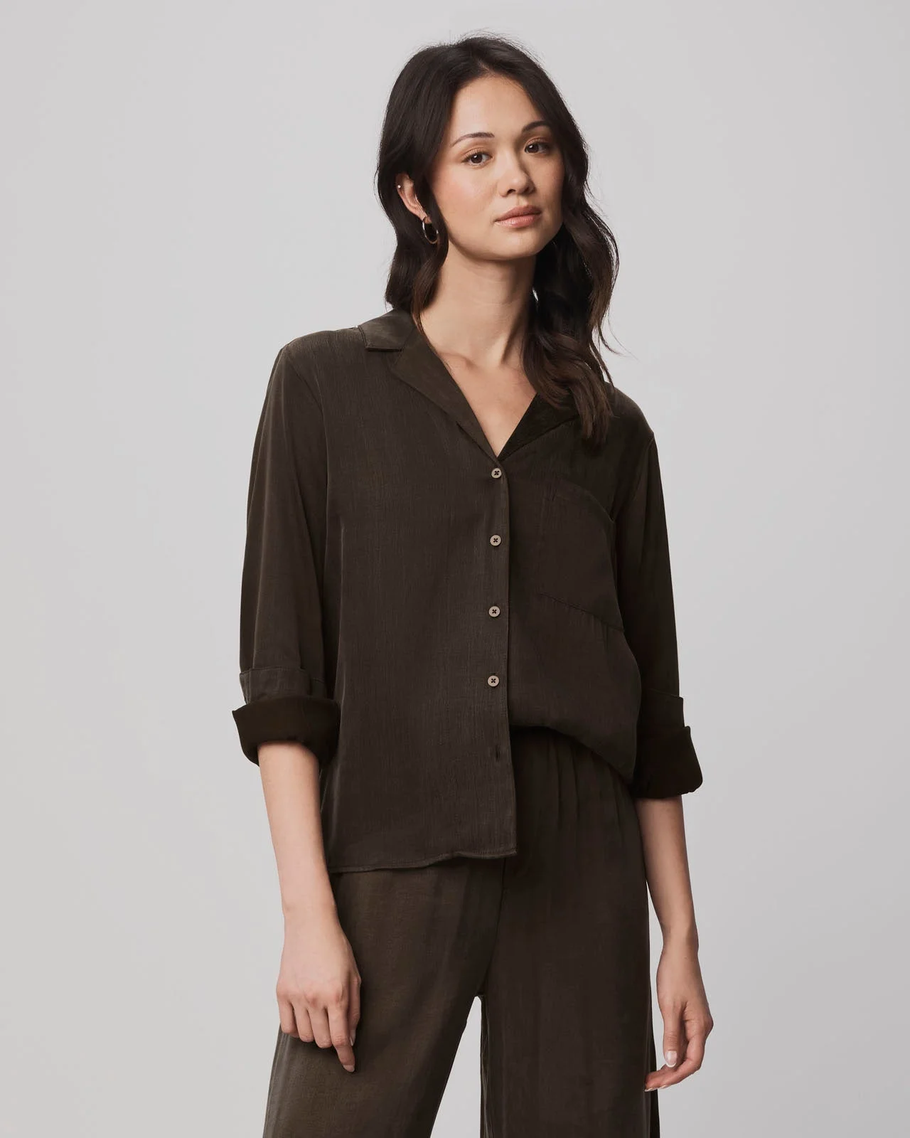 Serena Satin Button Down - 1