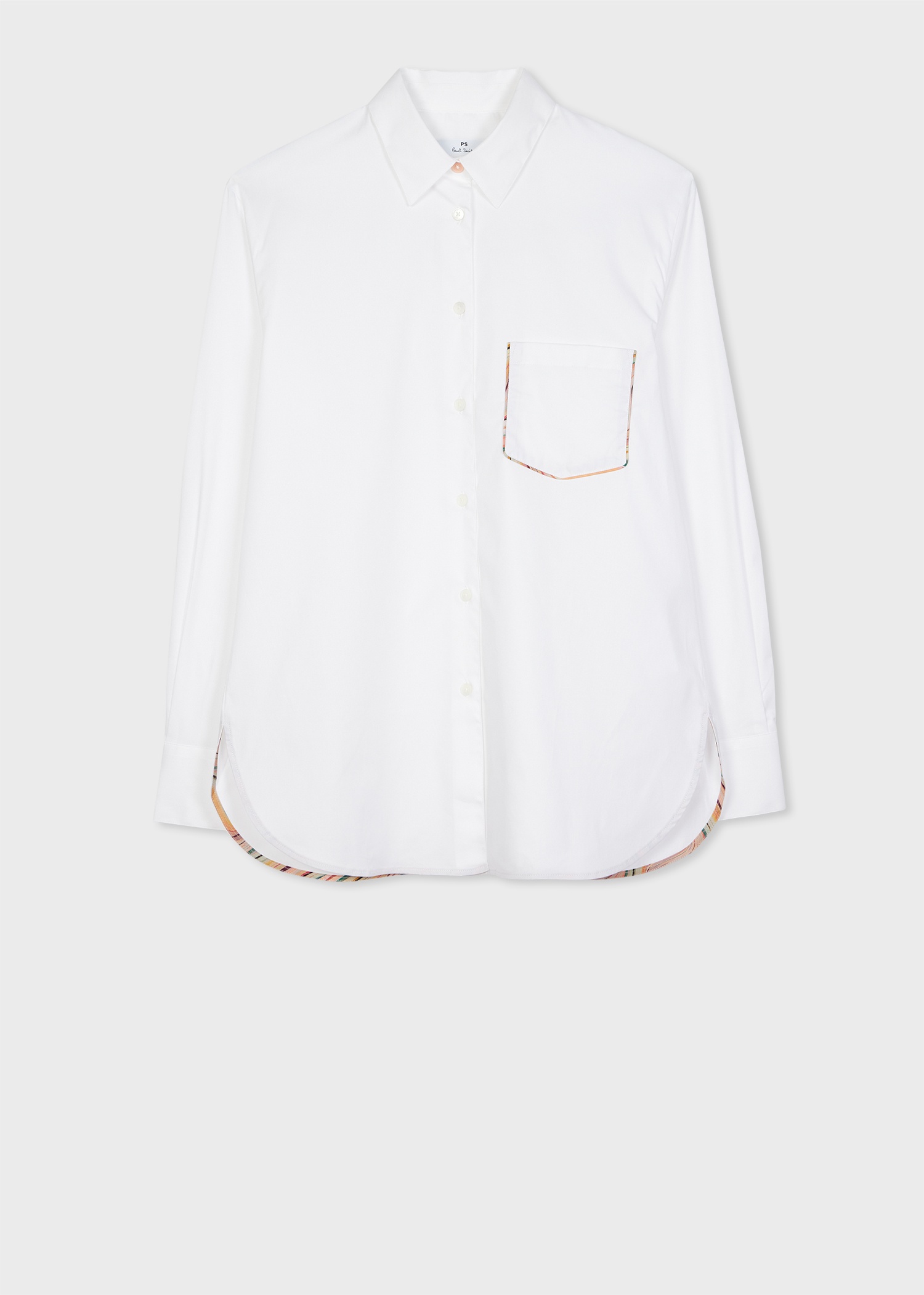 Women's White 'Swirl' Trim Stretch-Cotton Shirt - 1