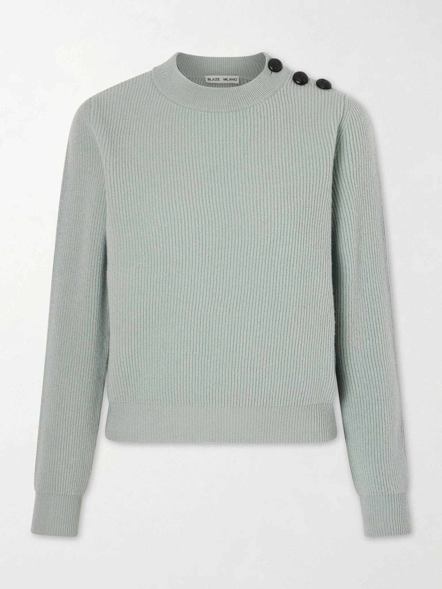 Racka ribbed-knit wool and cashmere-blend sweater Mint - 1
