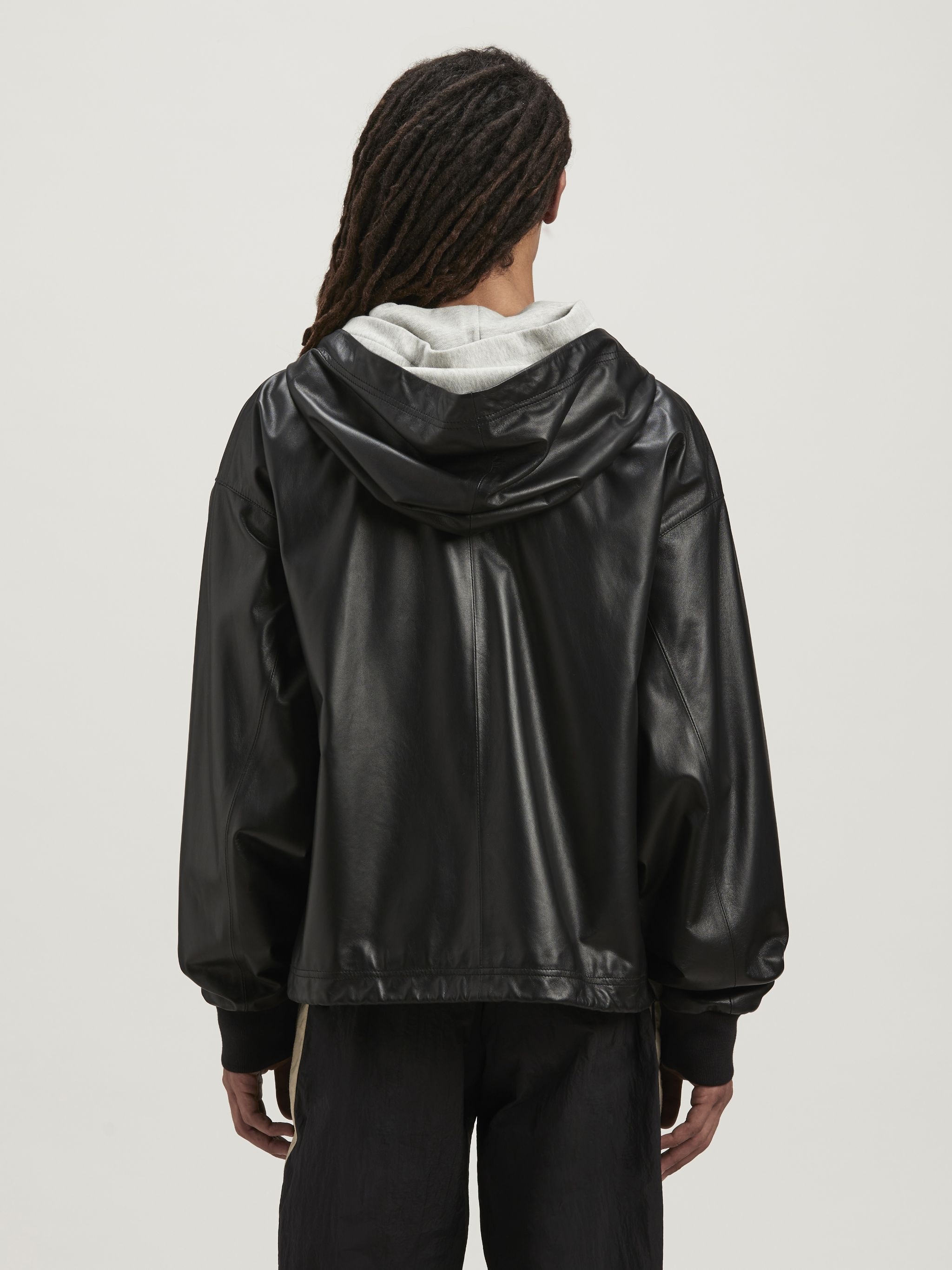 Classic Logo Leather Hoodie - 5