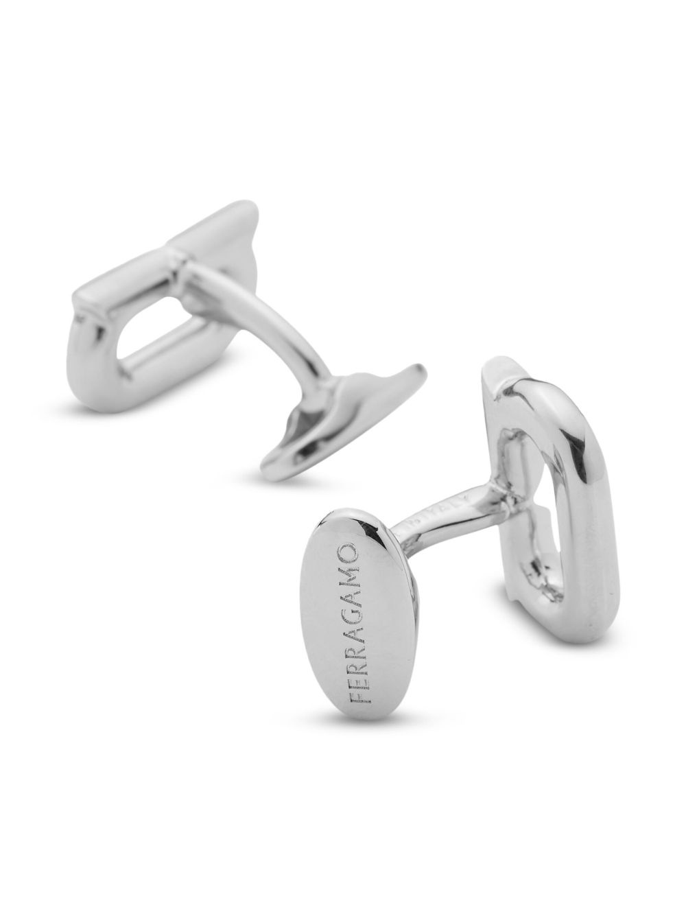 Gancini-plaque logo-engraved cufflinks - 3