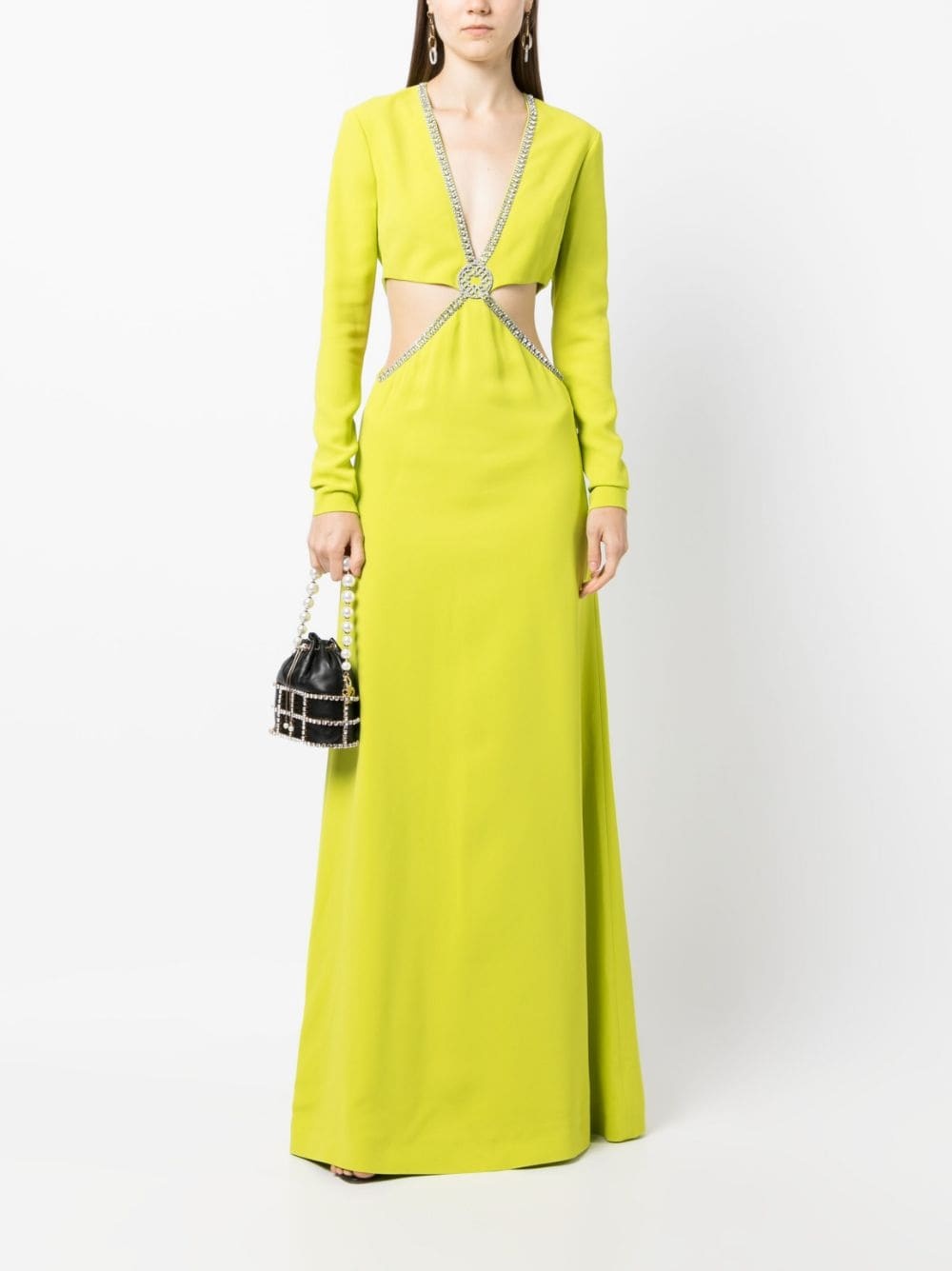 crystal-embellished cut-out dress - 2