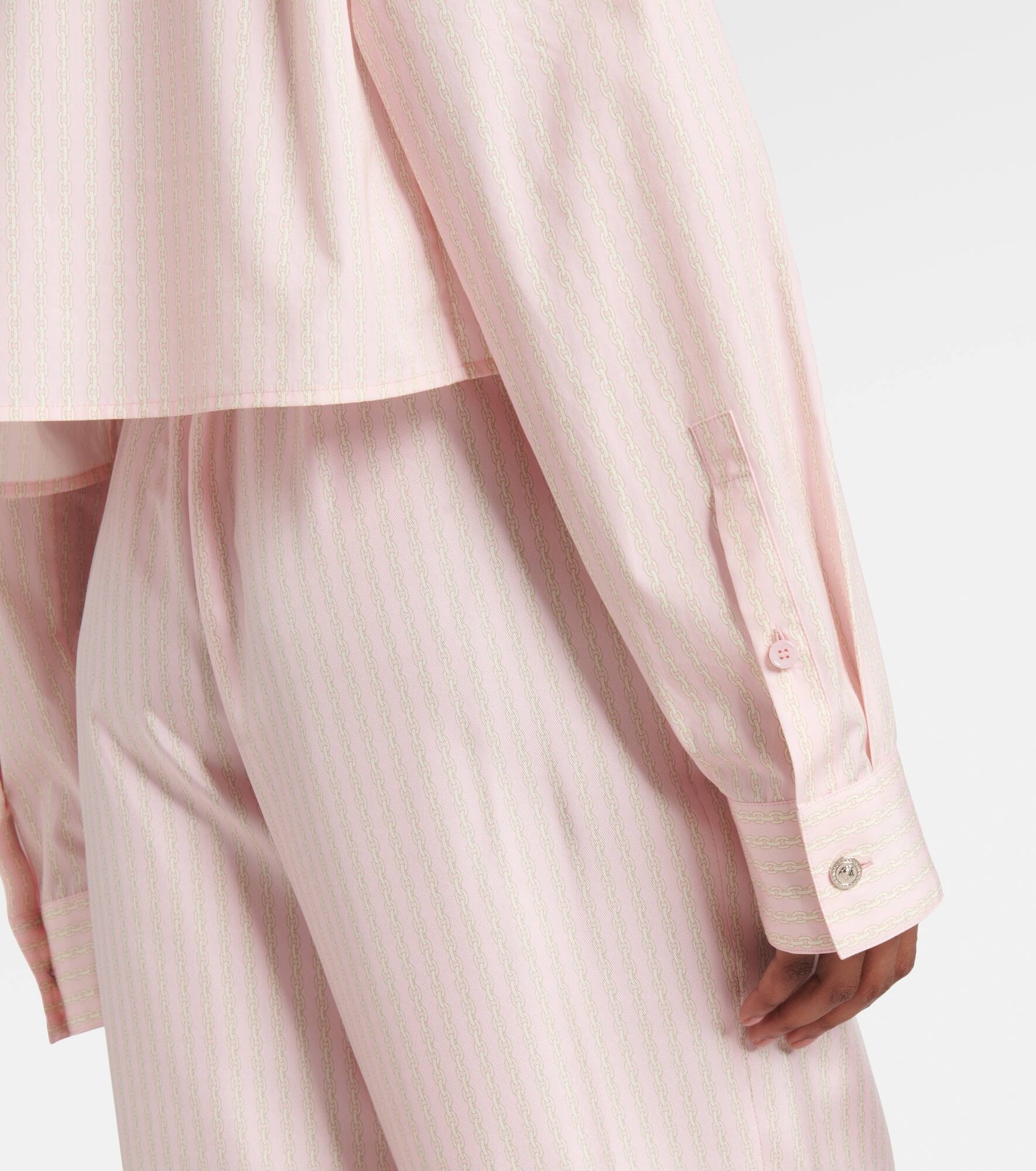 Chain Pinstripe cropped cotton poplin shirt - 5