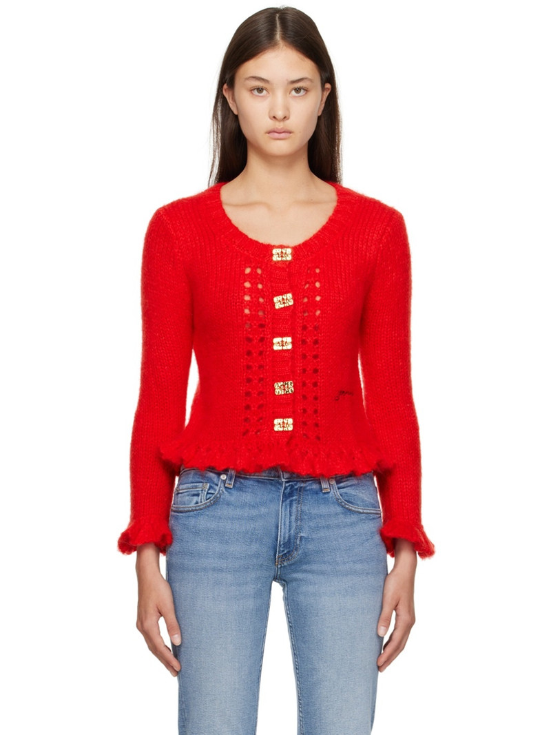 Red Ruffled Cardigan 1