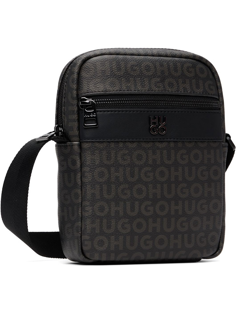 HUGO Black Grained Faux-Leather Bag outlook