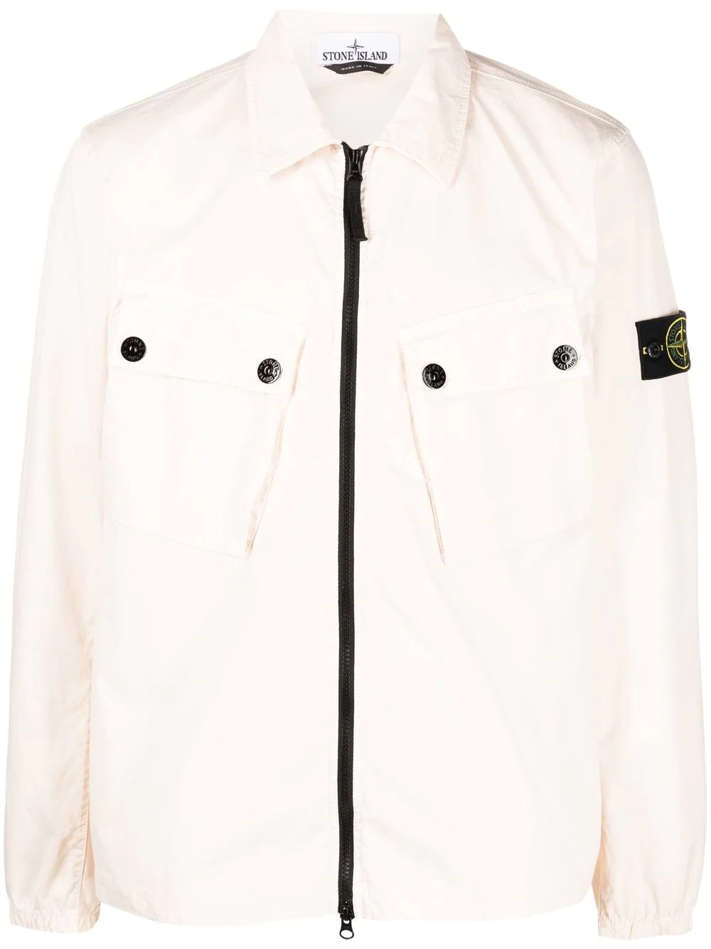 Compass-patch zip-up shirt - 1