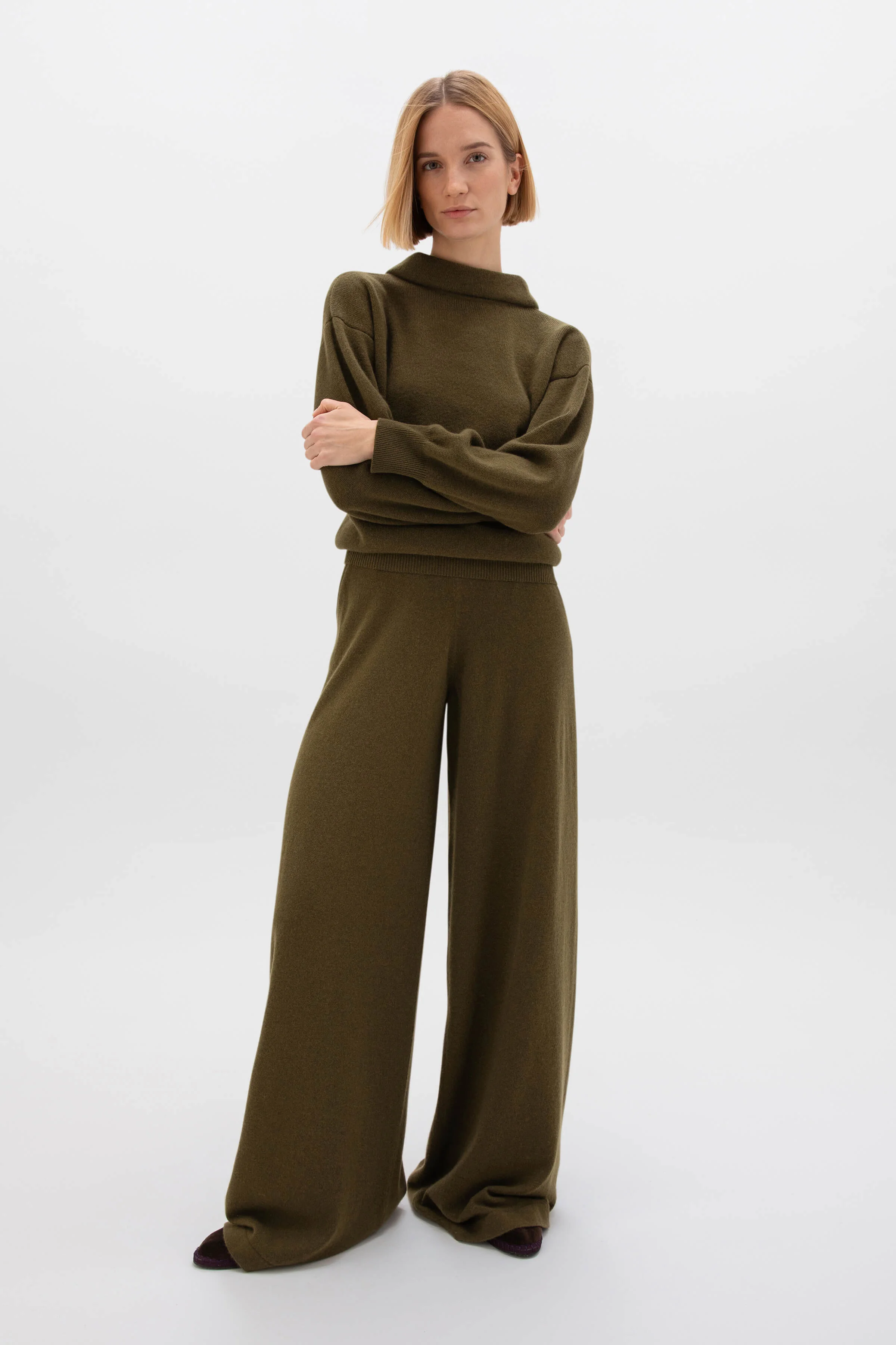Cashmere Green Slouch Trousers - 1