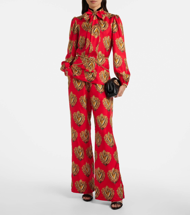 Dolce & Gabbana Printed high-rise silk palazzo pants outlook