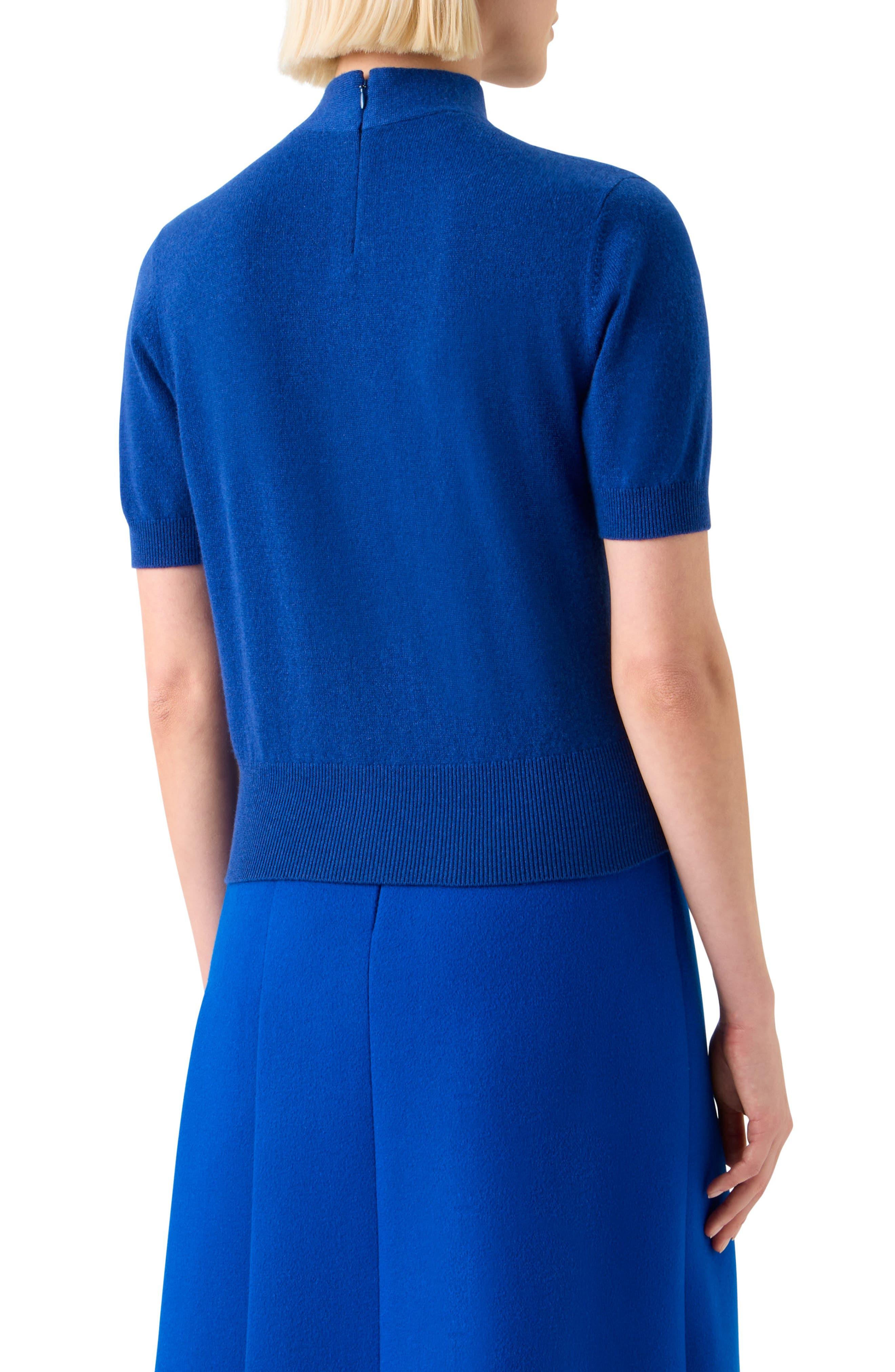 Akris Short Sleeve Cashmere Scarf Neck Sweater in Royal Blue at Nordstrom - 2