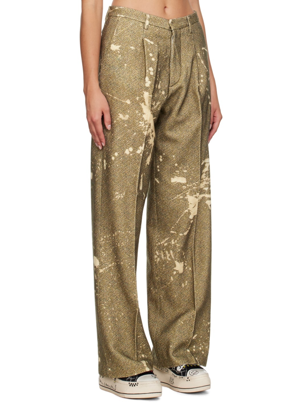 Khaki Wide-Leg Trousers - 2