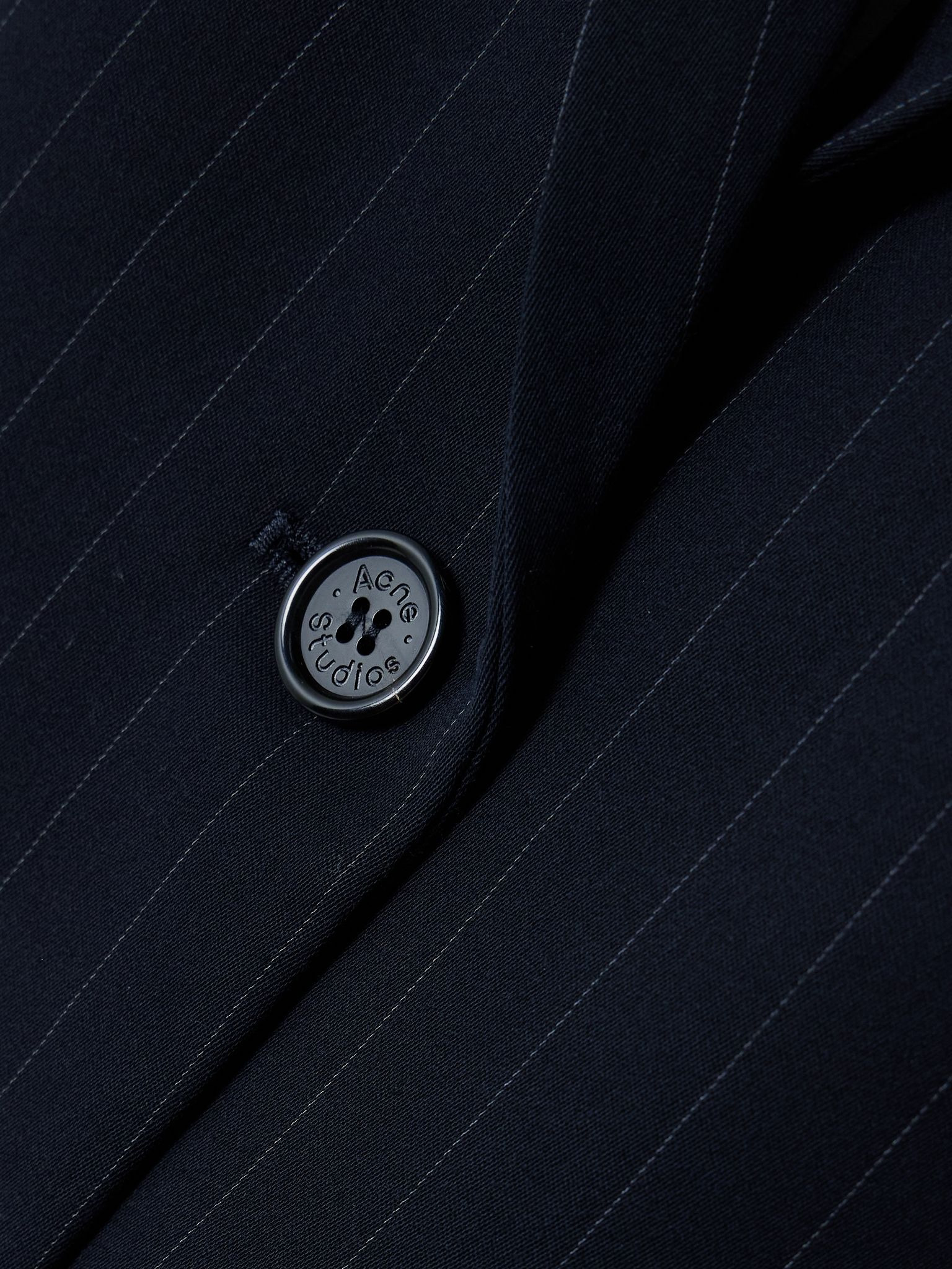 Layered striped twill blazer Navy - 5