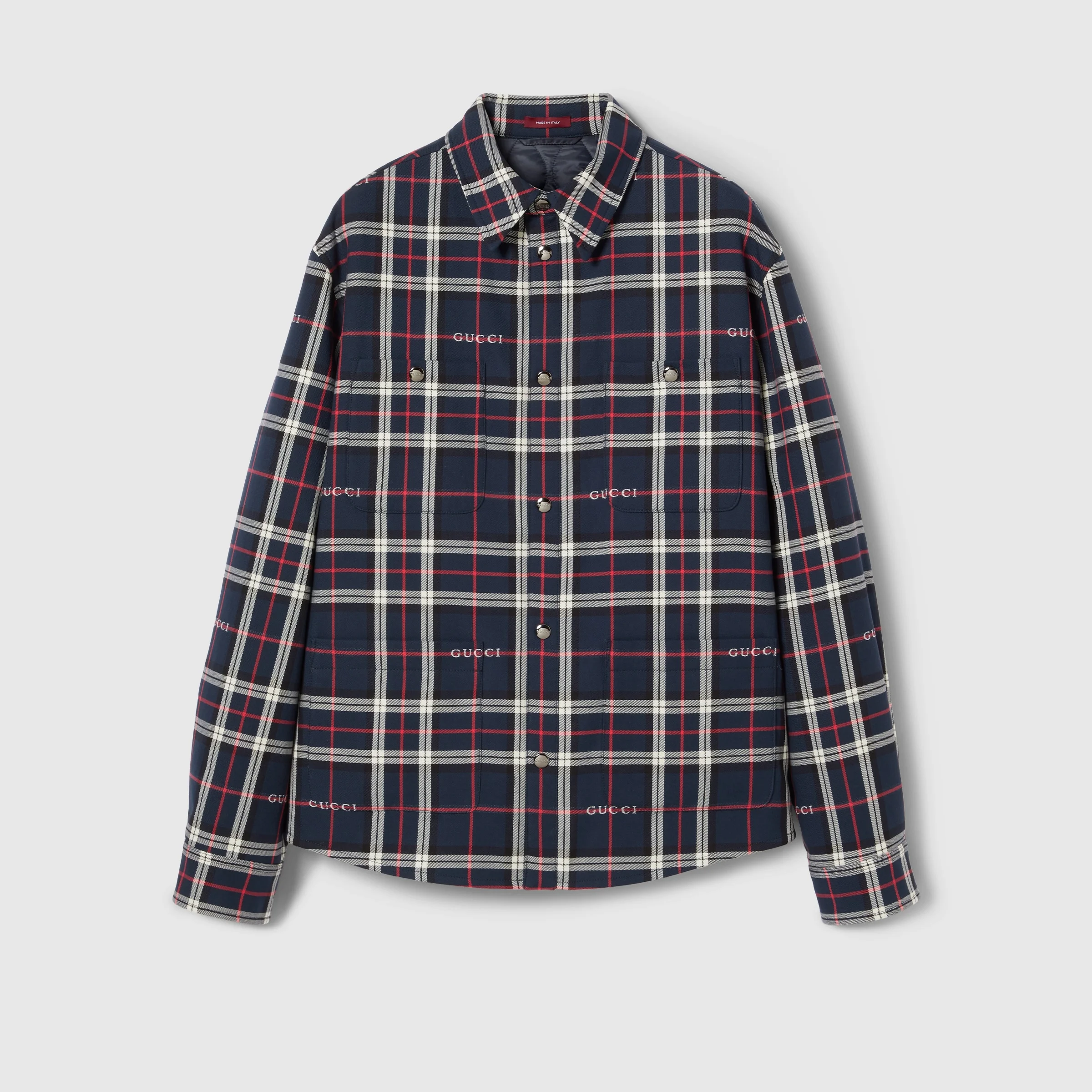 Tartan cotton jacquard padded shirt - 1