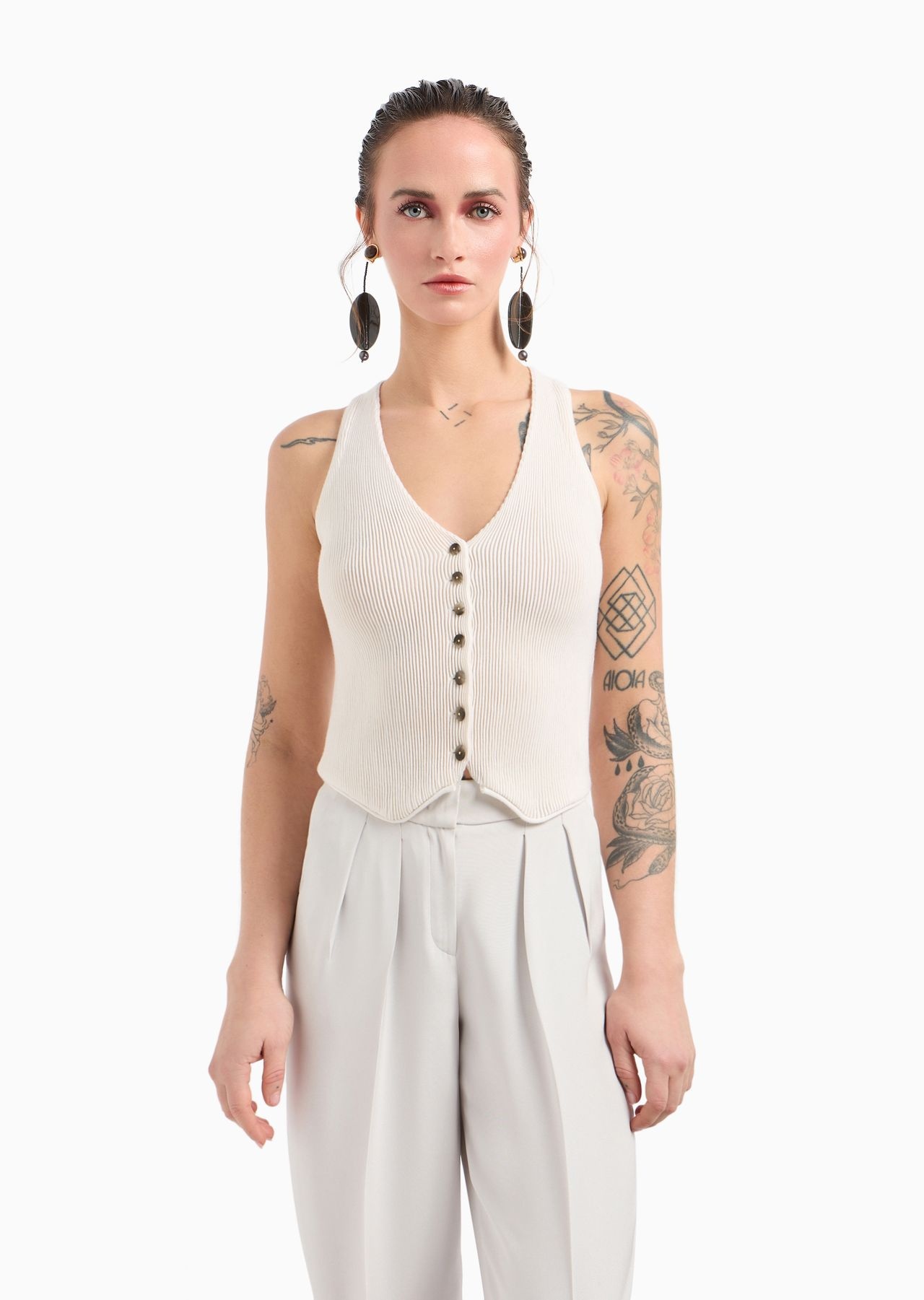 Ottoman cashmere-blend V-neck gilet - 2