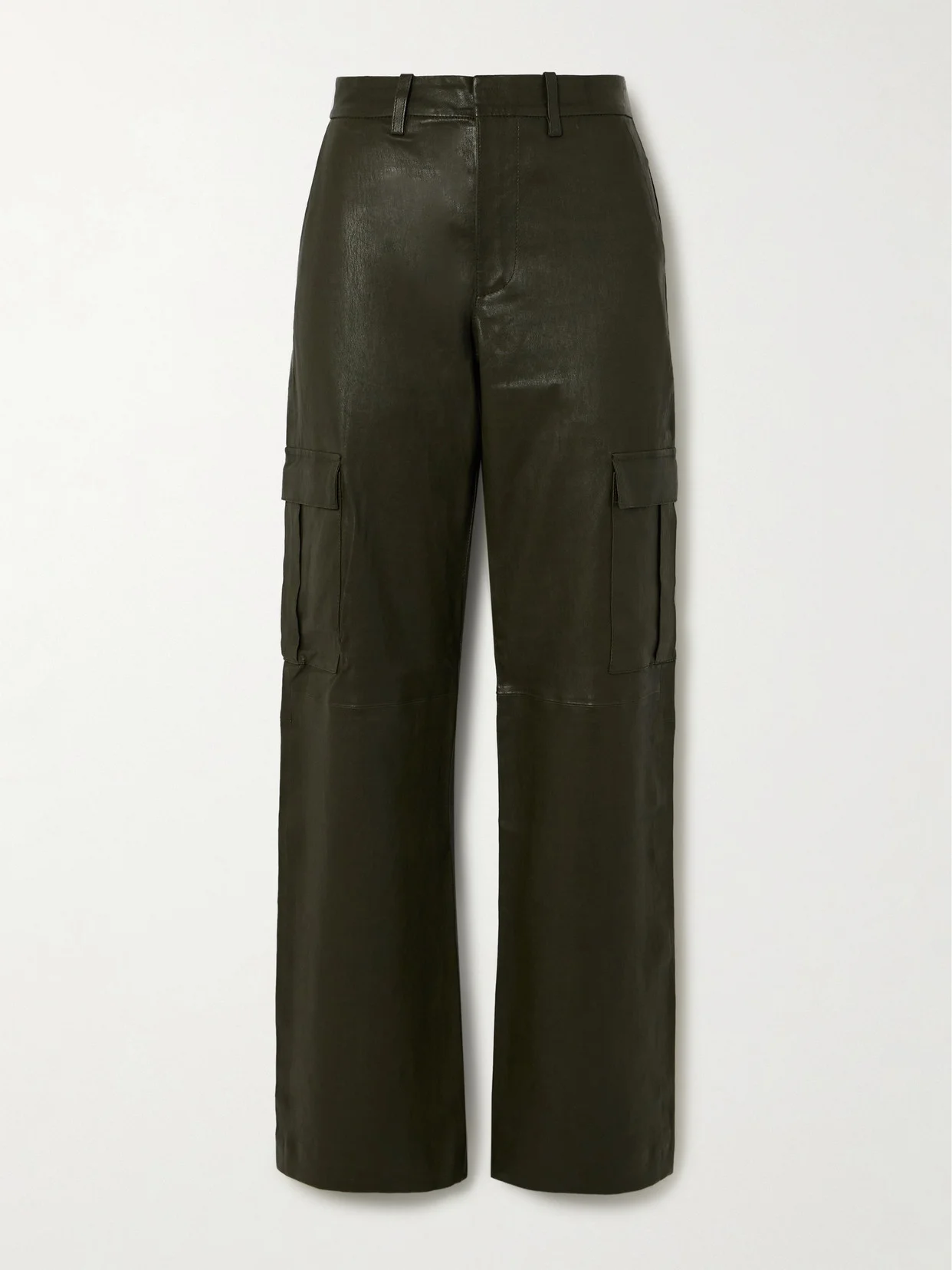 Leather Wide-leg Cargo Pants - 1