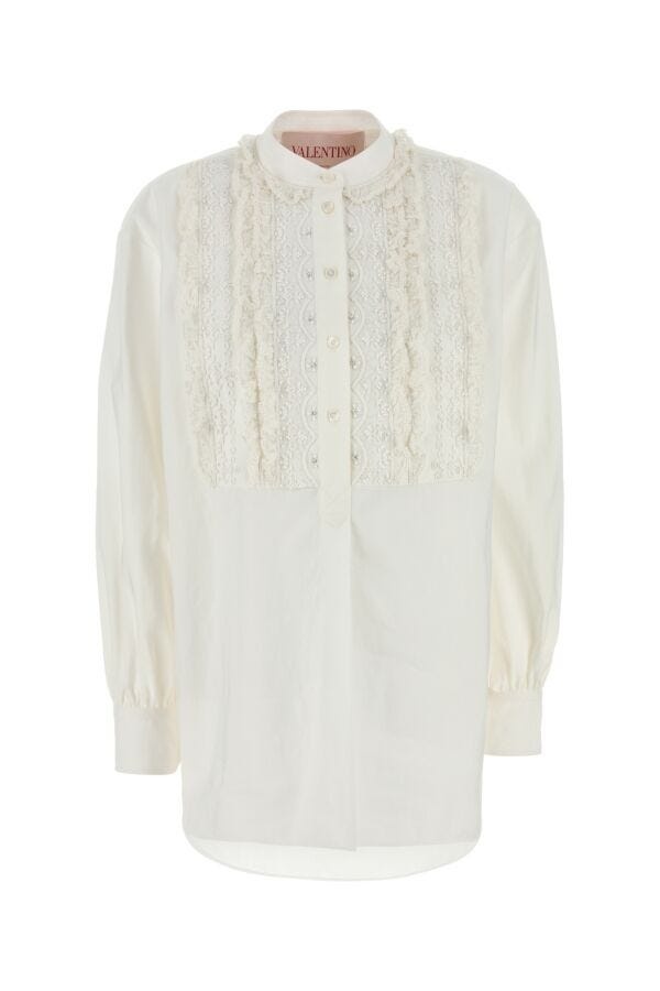 Valentino Garavani Women White Cotton Blend Blouse - 1