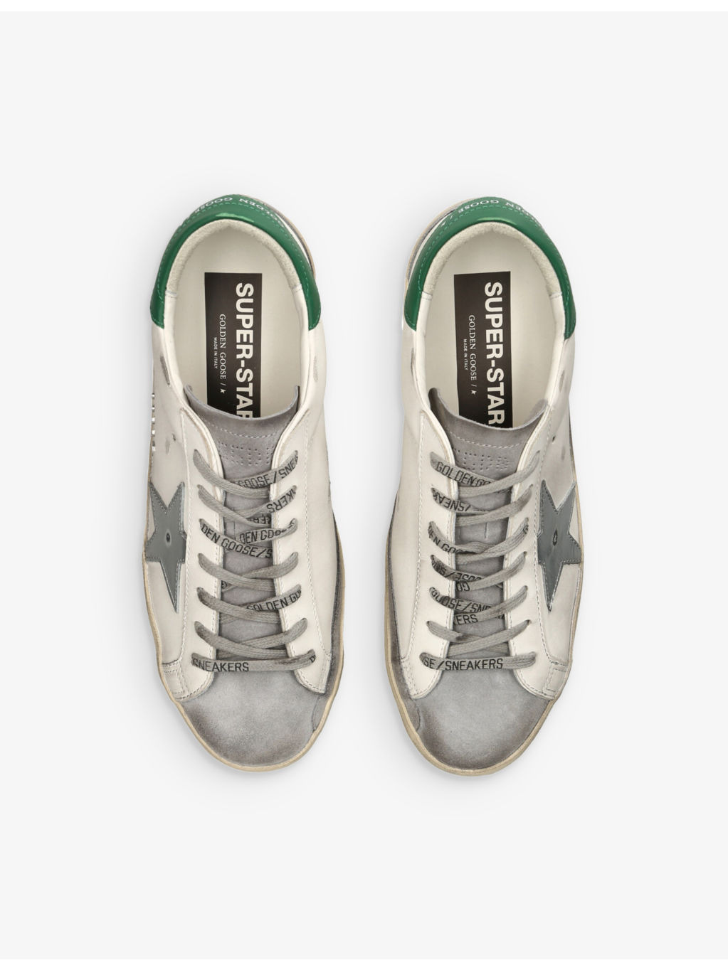 Super-star metallic star-patch leather low-top trainers - 2