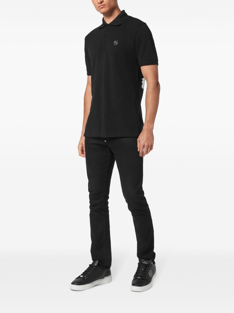 PHILIPP PLEIN logo-patch cotton polo shirt outlook