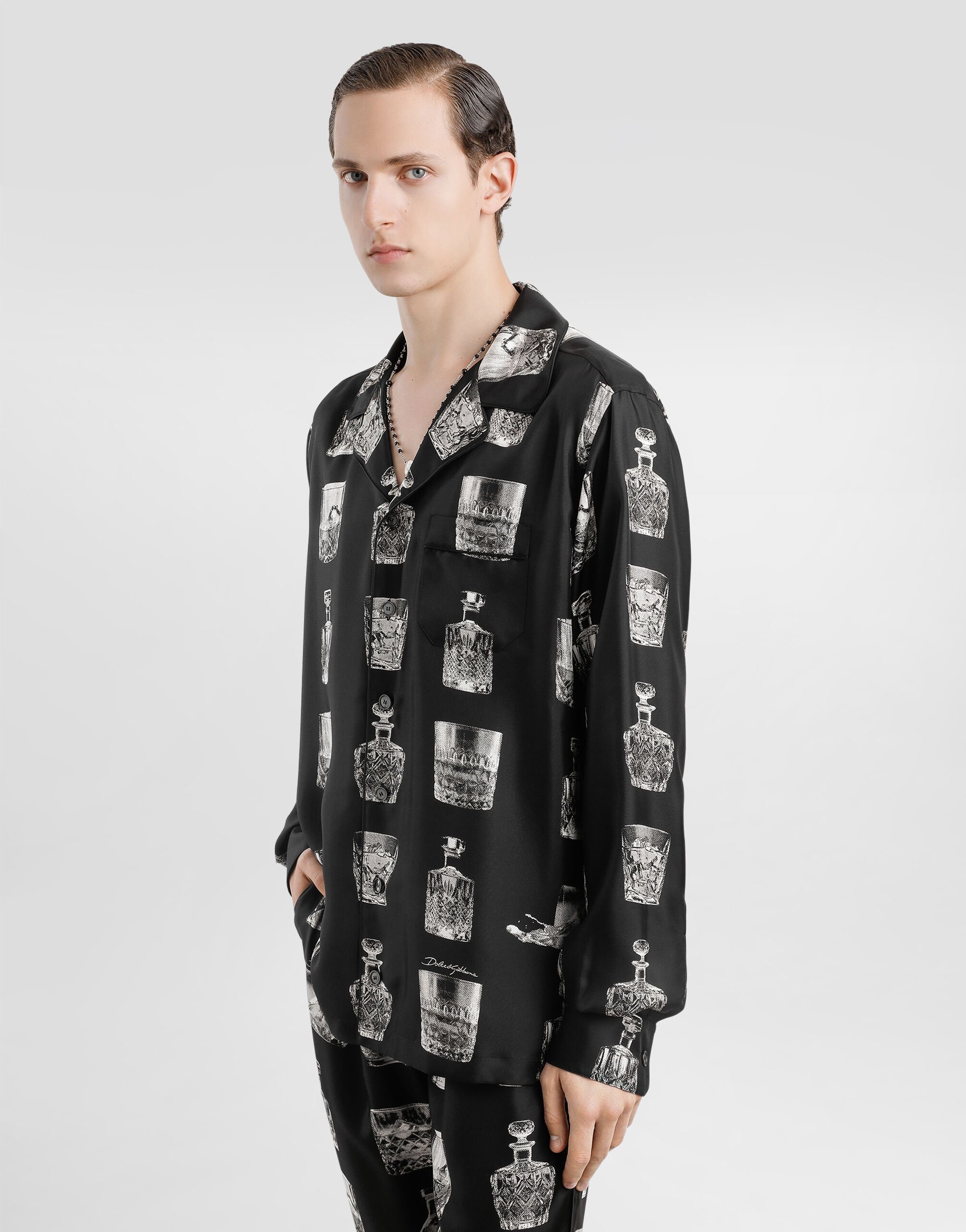Silk shirt with liquor print - 5