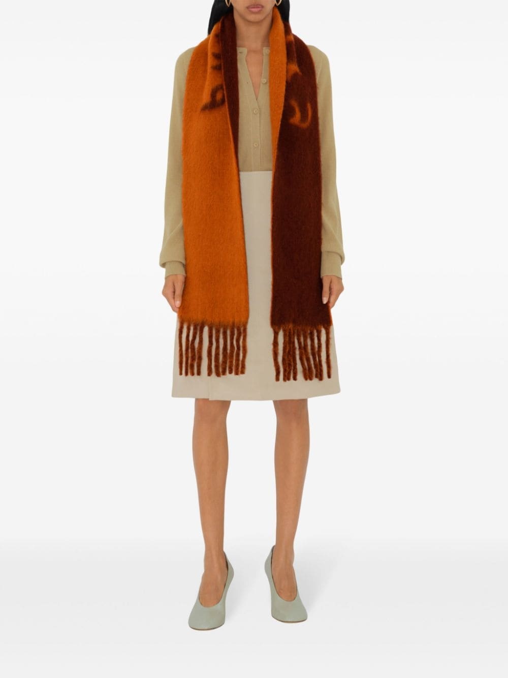 reversible fringed scarf - 6