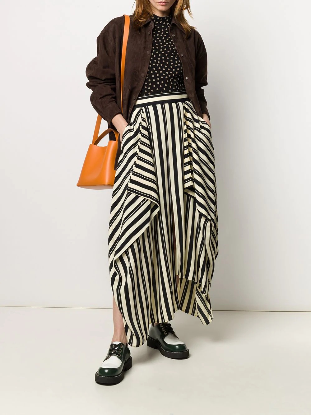 stripe panel asymmetric skirt - 2