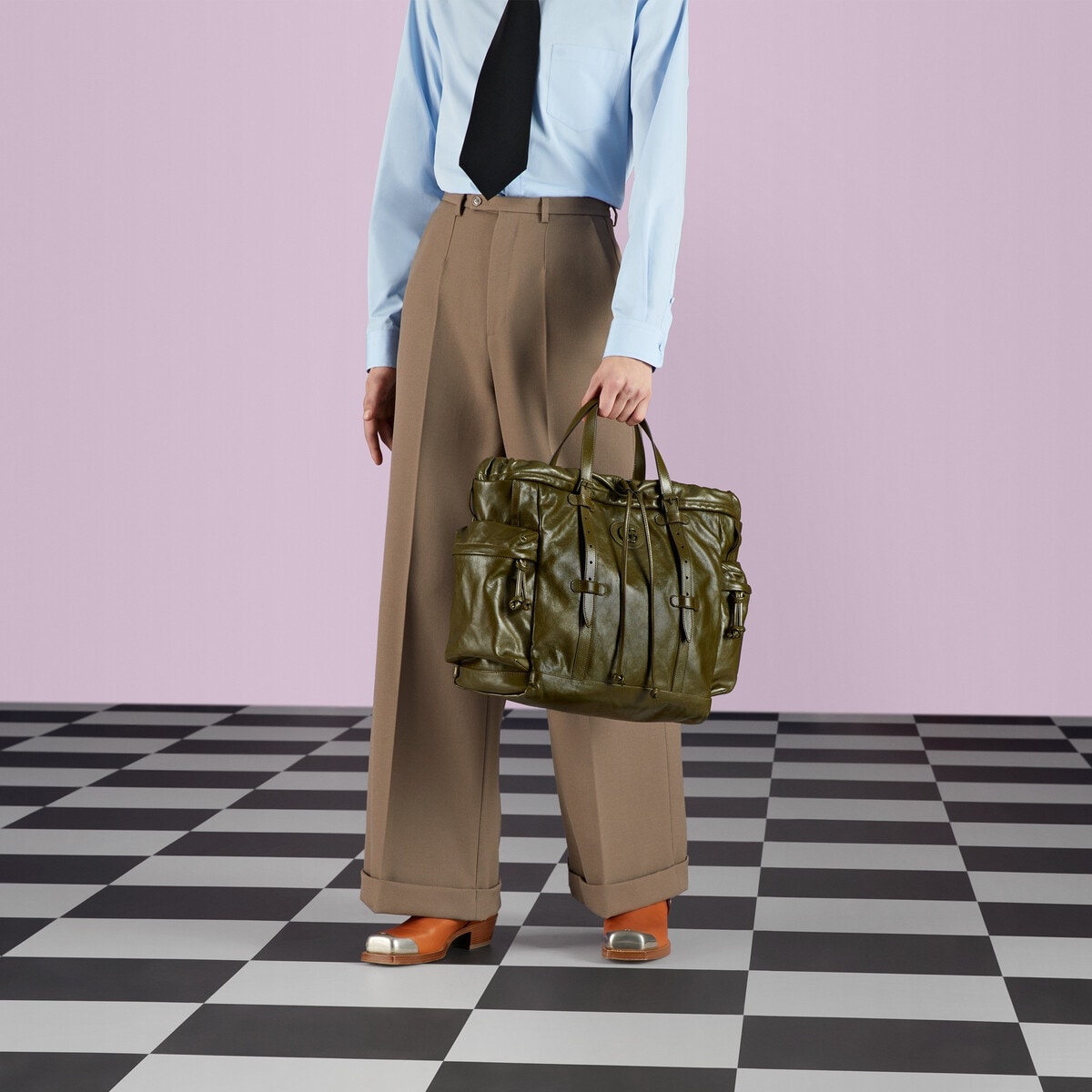 Drawstring tote bag with tonal Double G - 3