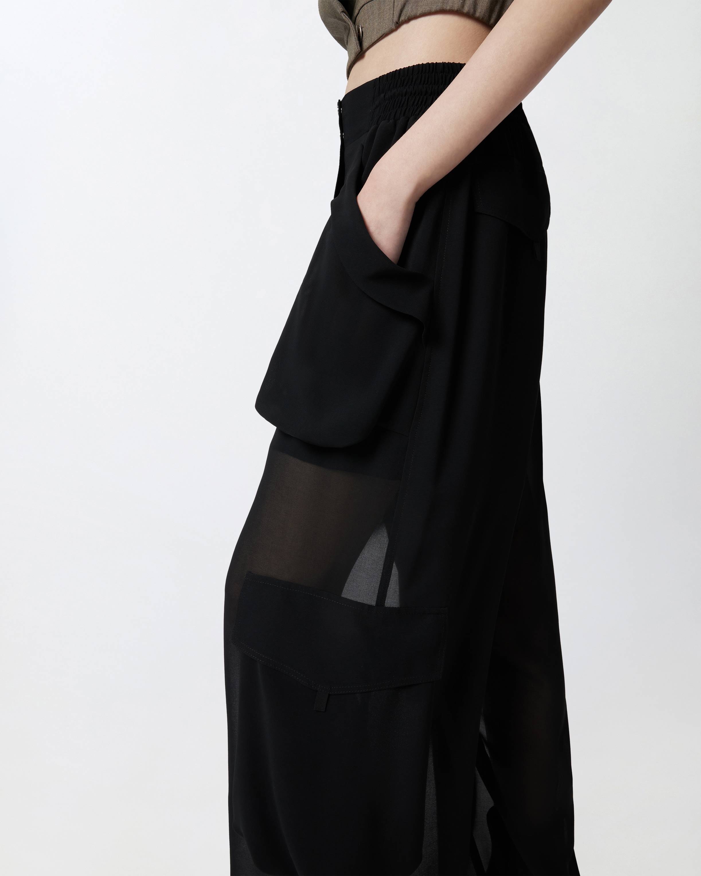 SHEER GEORGETTE CARGO TROUSERS - 5