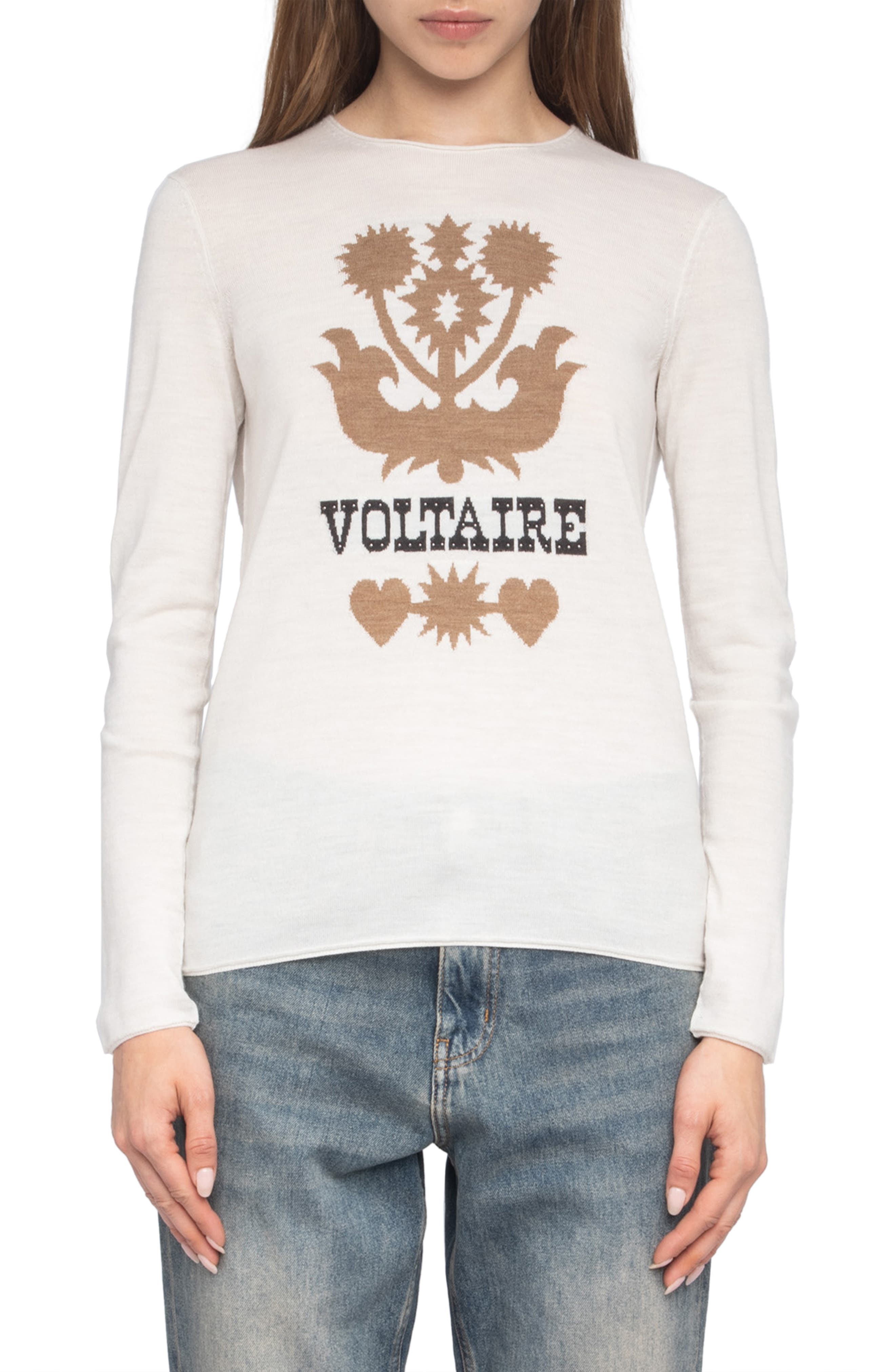 Zadig & Voltaire Teissa We Voltaire Merino Wool Sweater in Ecru at Nordstrom - 1
