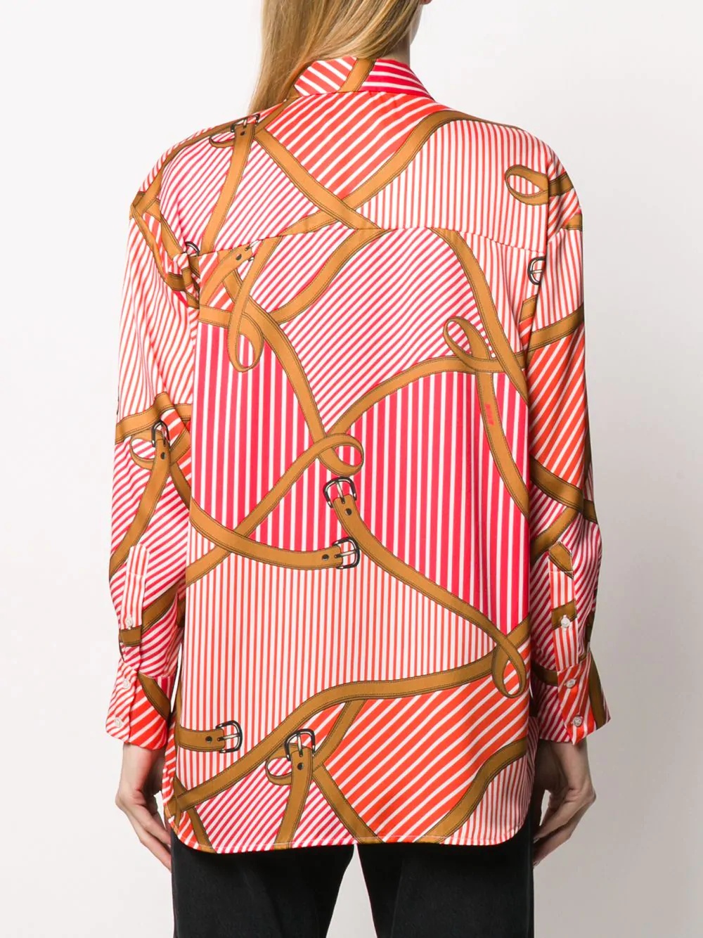 striped belt print shirt - 4