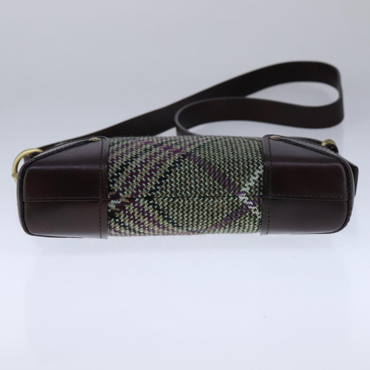 Burberry Nova Check Shoulder Bag Wool Green Brown Gold - 5