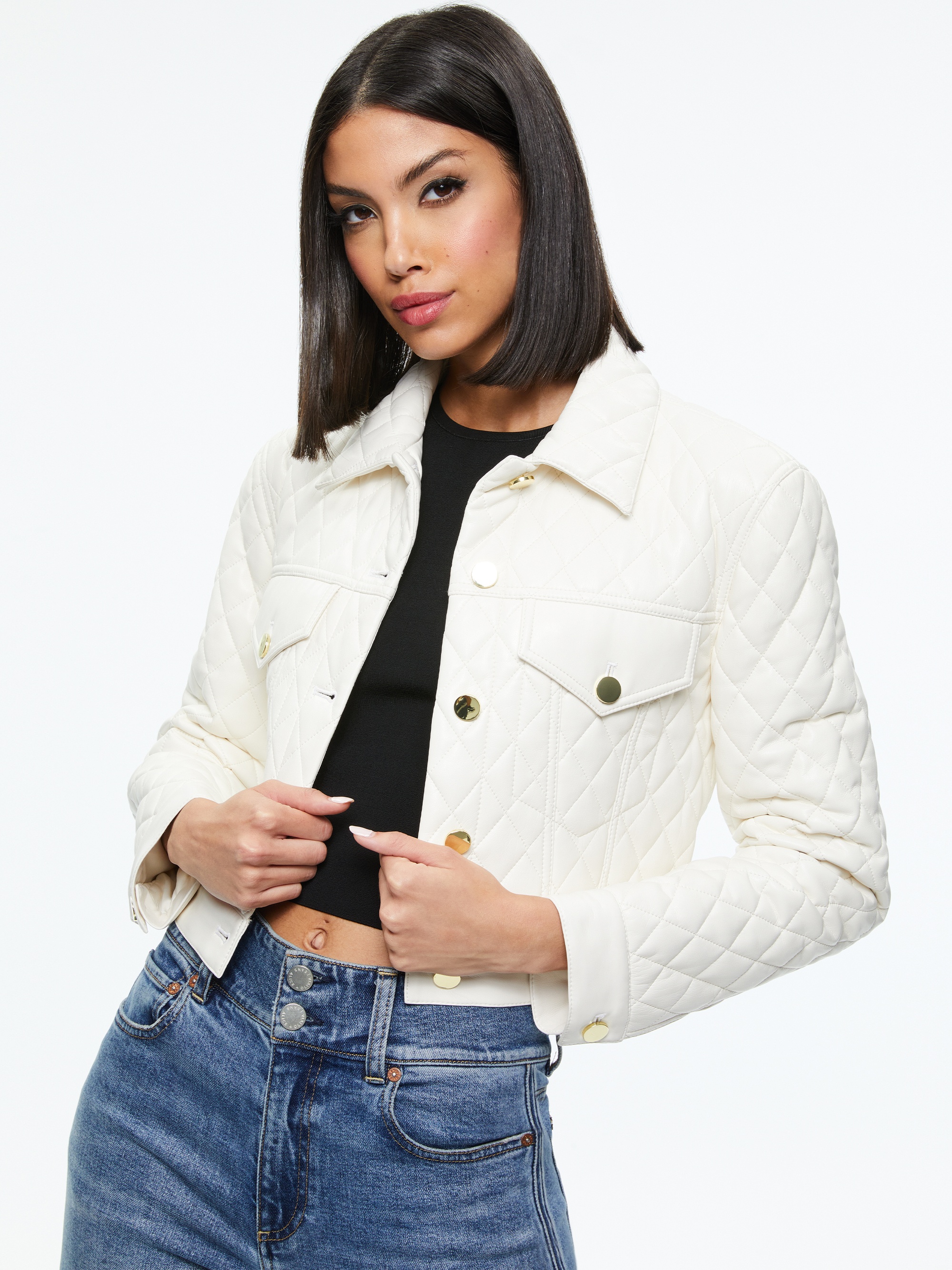 CHLOE QUILTED VEGAN LEATHER CROPPED JACKET - 2