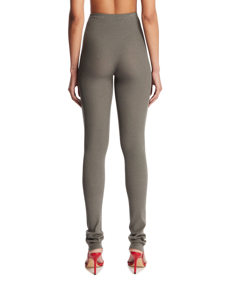 Gray Ribbed Viscose Leggings 3
