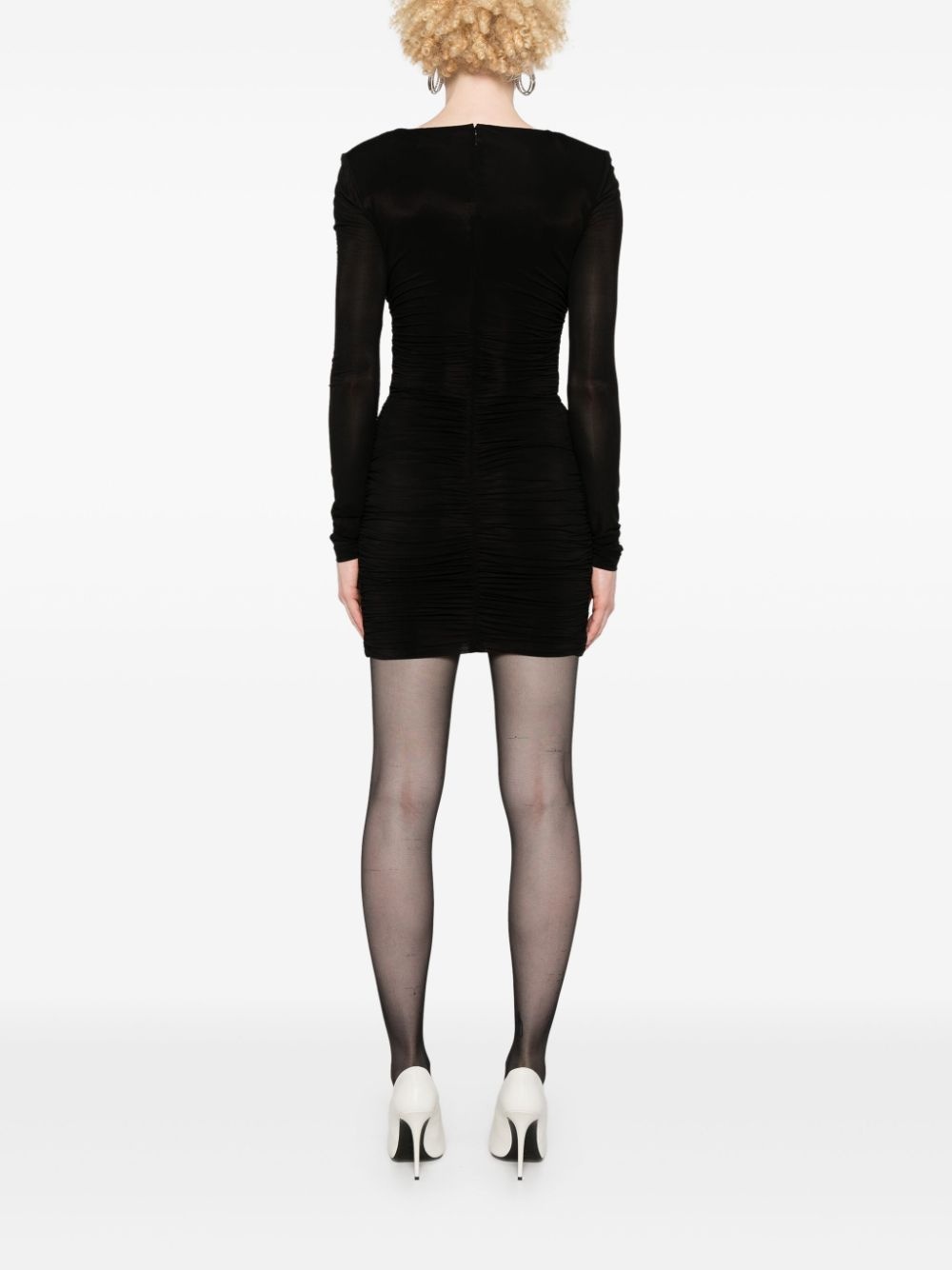 ruched V-neck minidress - 4