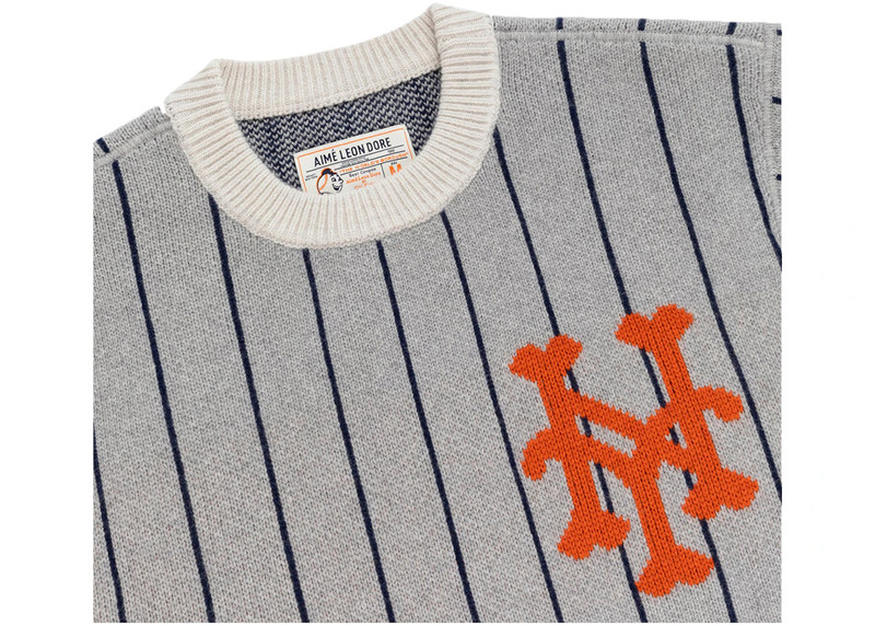 AIMÉ LEON DORE Aime Leon Dore x New York Mets Pinstripe Sweater Grey Stripe outlook
