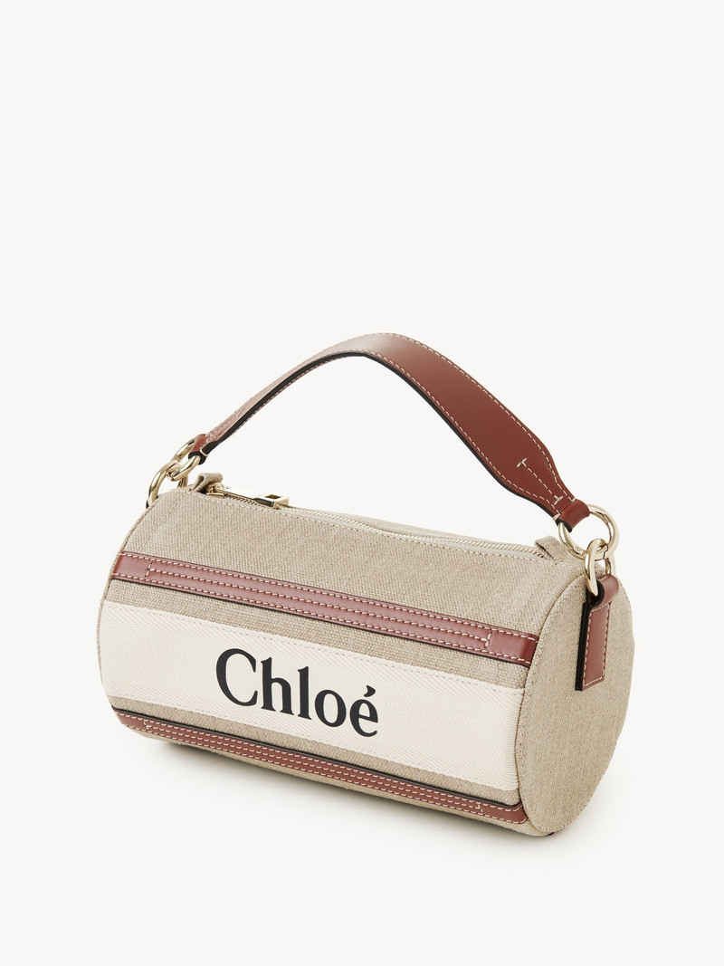 TUBE SHOULDER BAG IN LINEN & SMOOTH LEATHER 3