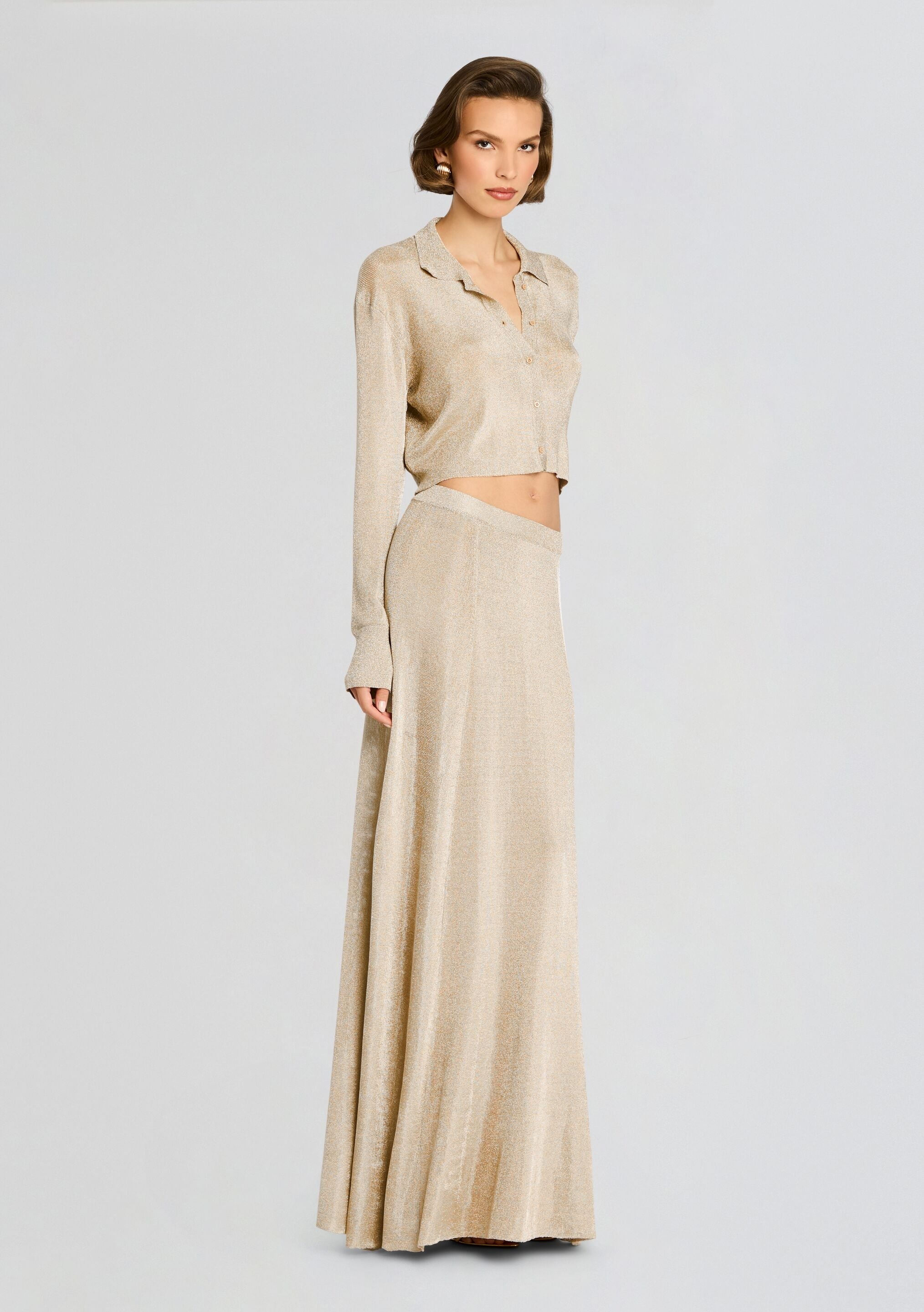 ALICE METALLIC KNIT MAXI SKIRT - 3