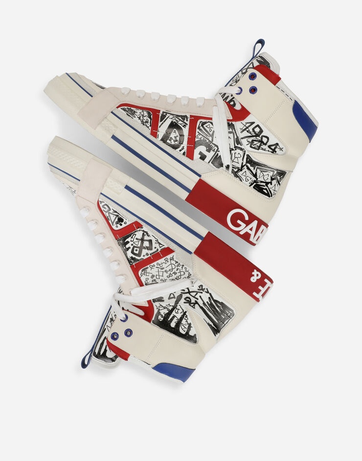 Calfskin Custom 2.Zero high-top sneakers with graffiti print - 6