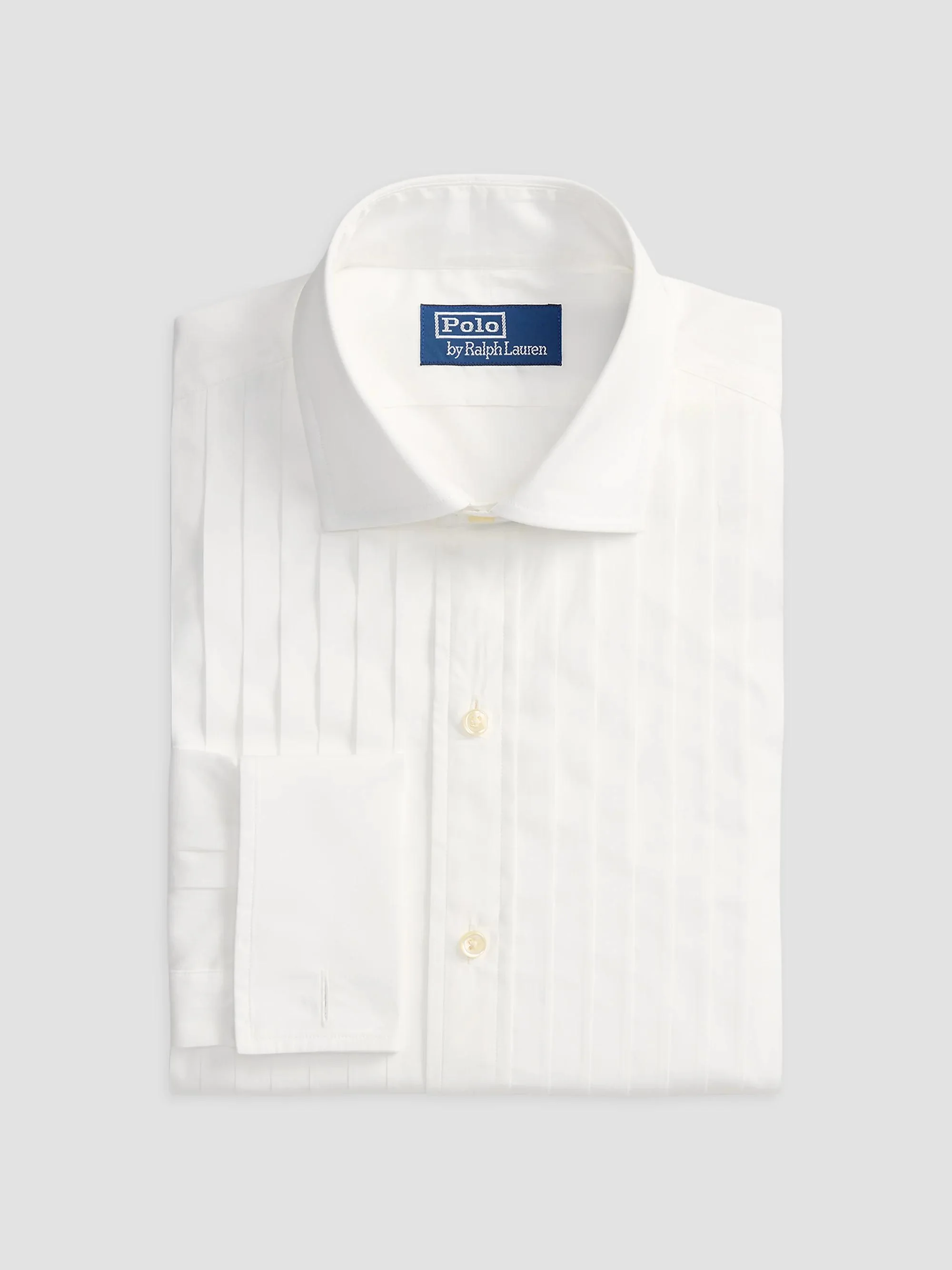 Men's French Cuff Cotton Poplin Tuxedo Shirt - White - 1