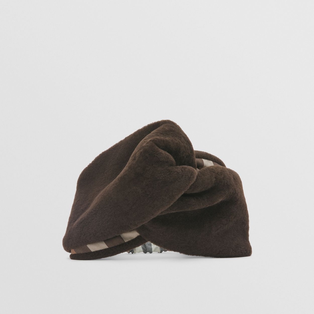 Check Detail Shearling Headband - 3