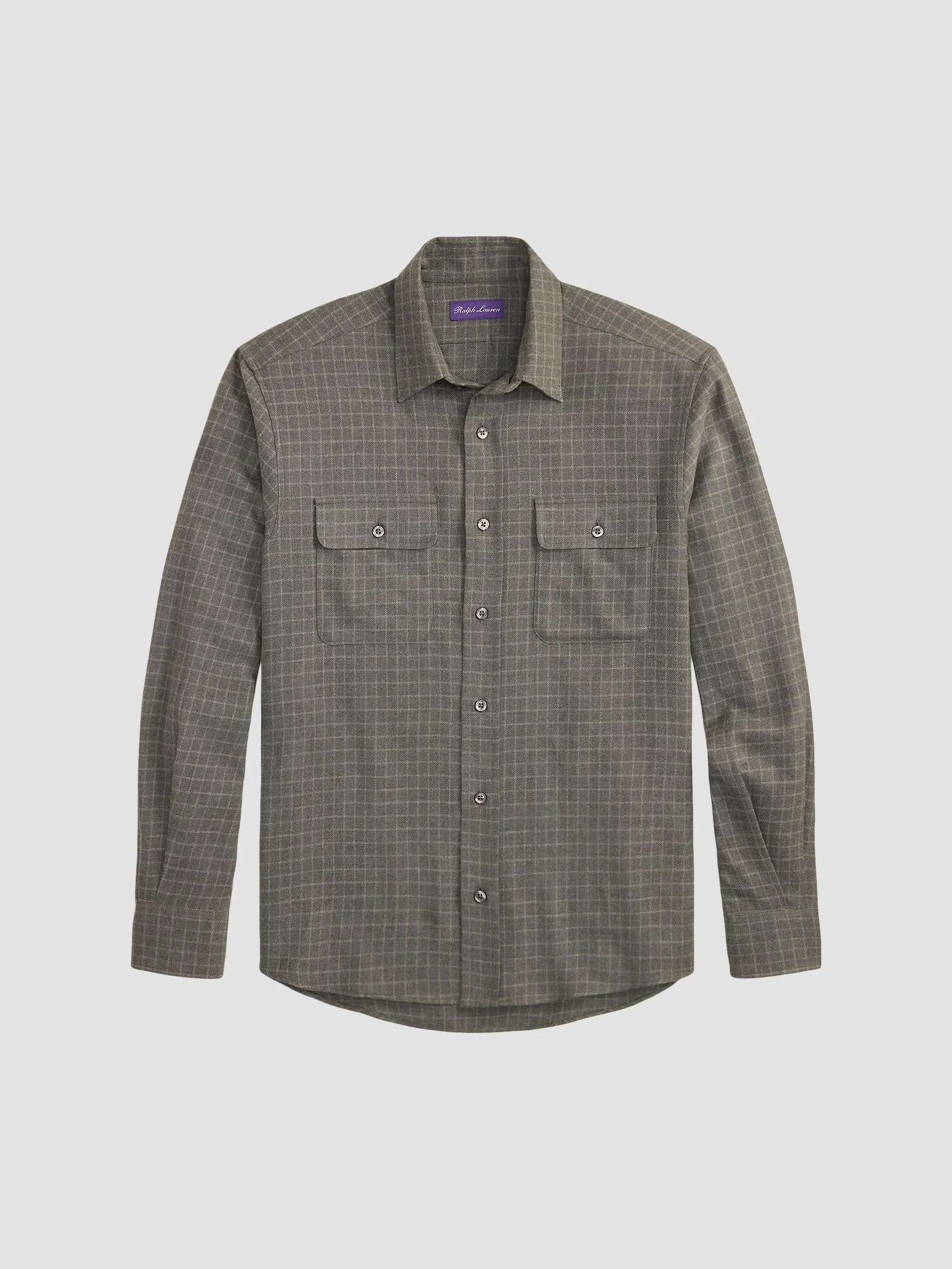 Men's Tattersall Cotton Flannel Shirt - Medium Grey Melange - 1