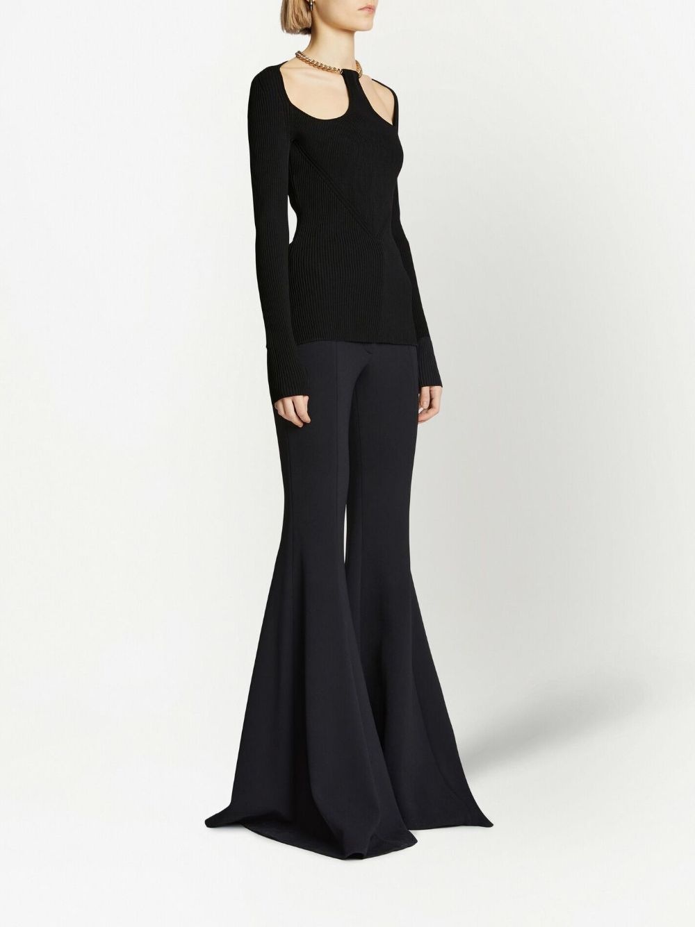 chain-detail ribbed-knit jumper - 3