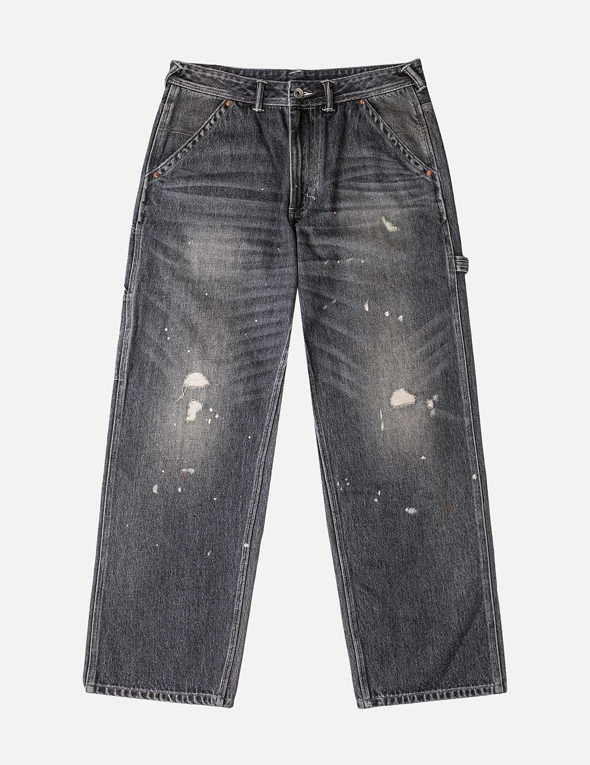 Washed and Distressed Daicock Print Relax Fit Jeans - 4