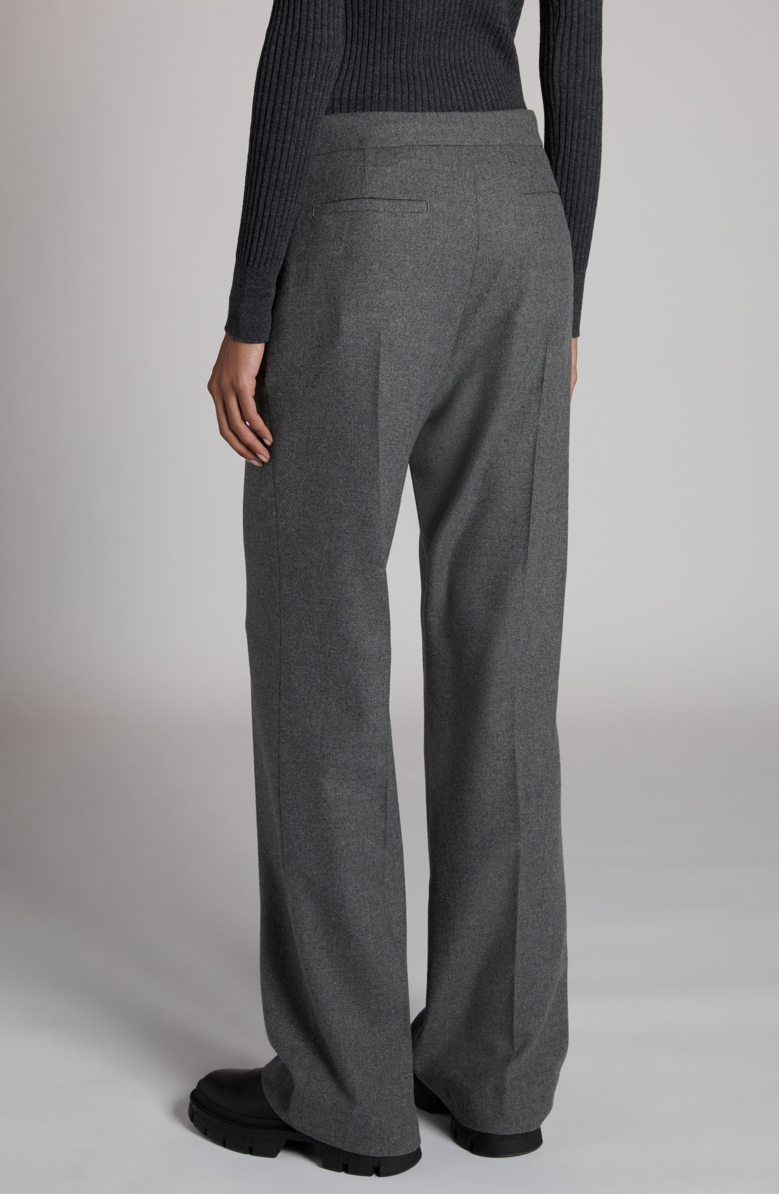 Moncler Wool Blend Straight Leg Pants in Grey at Nordstrom - 3