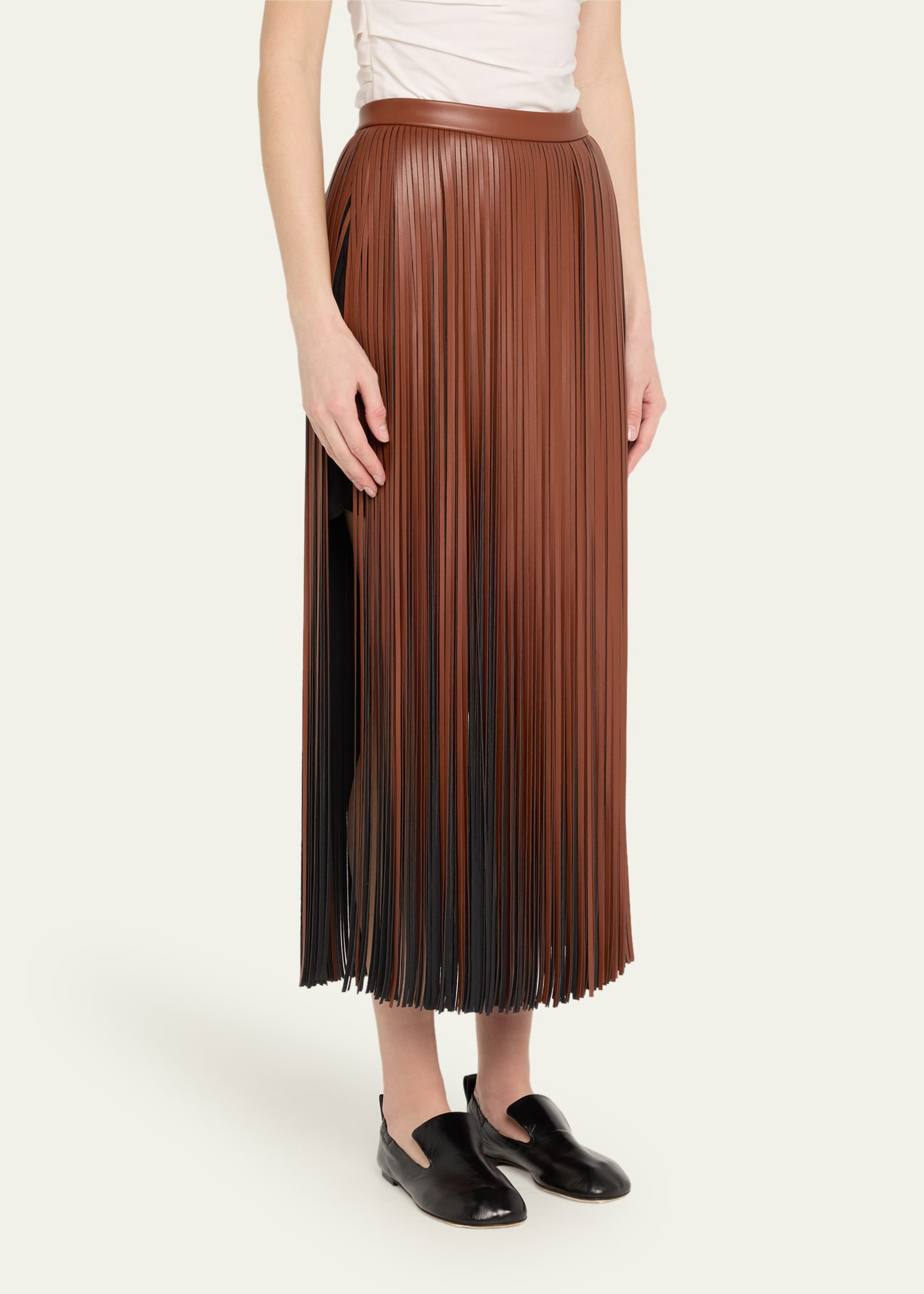 Veda Faux Leather Fringe Skirt - 4