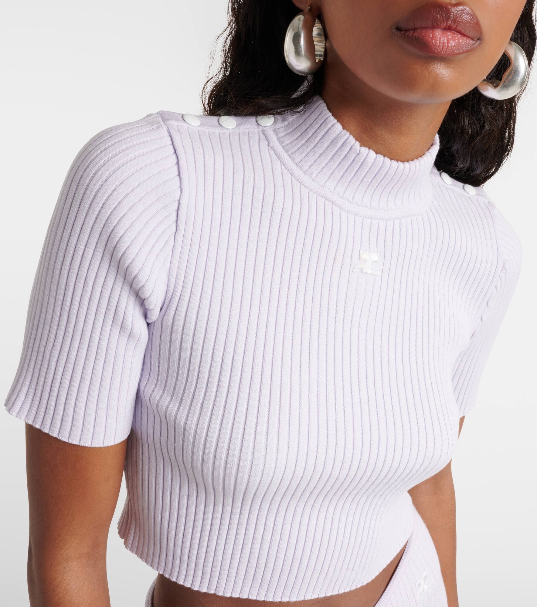 Logo ribbed-knit crop top - 4