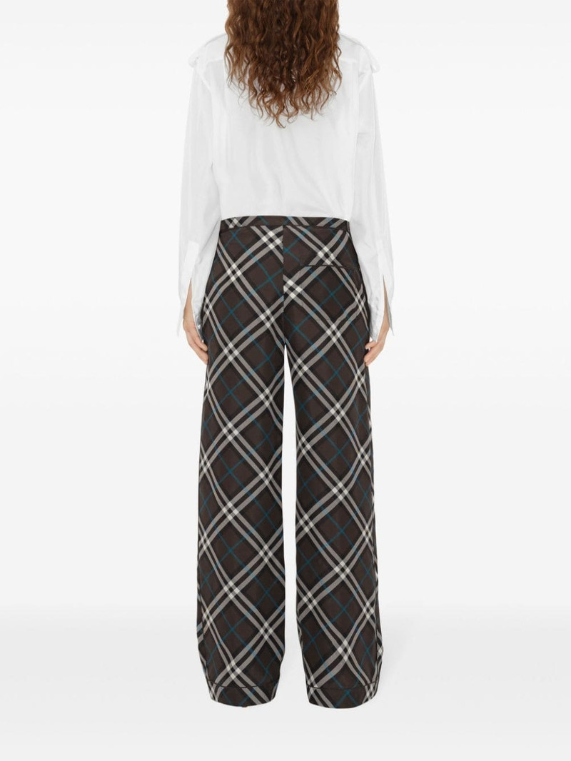 check-pattern silk trousers 4