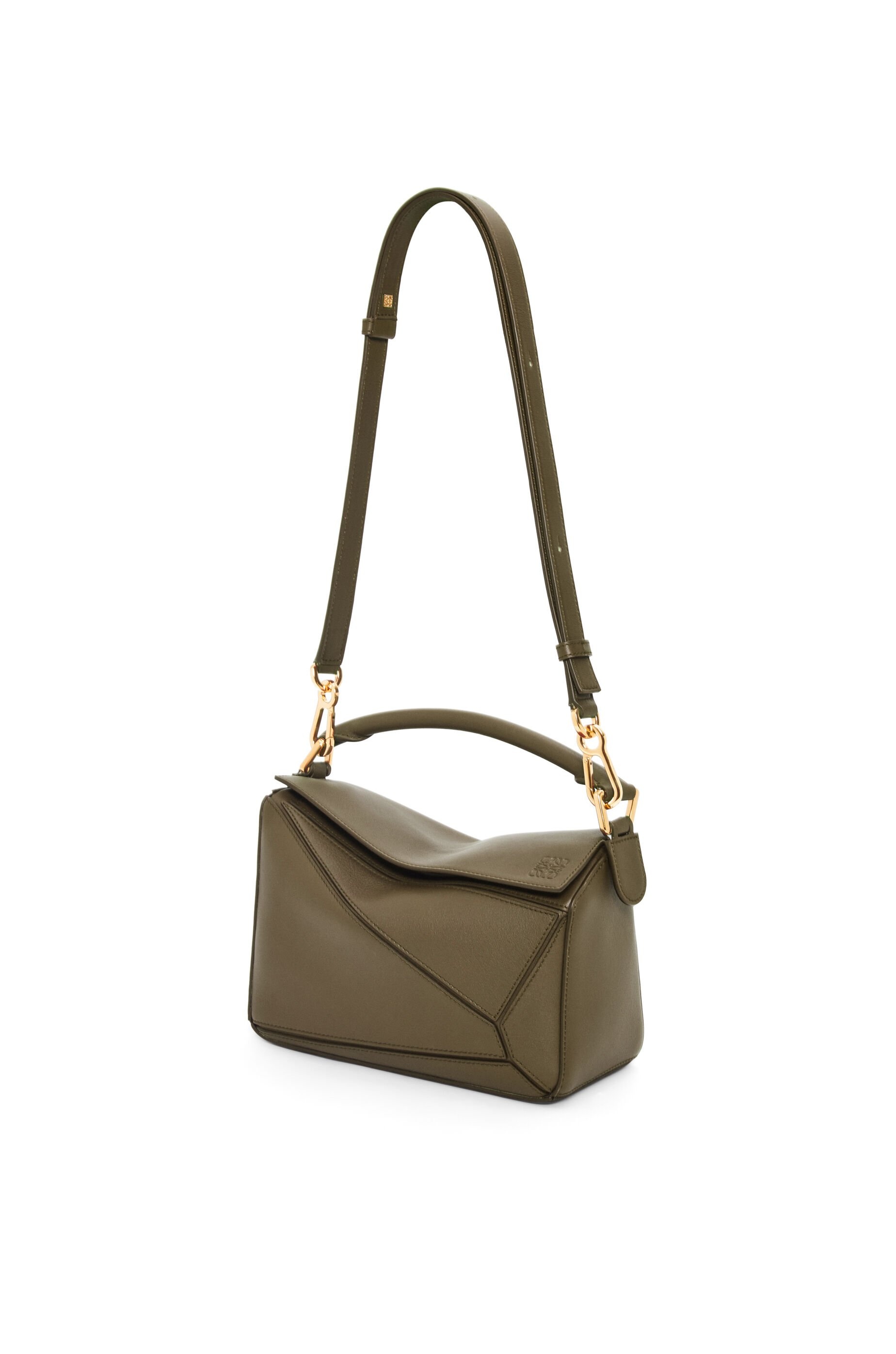 Small Puzzle bag in classic calfskin & Anagram strap in jacquard and calfskin - 6