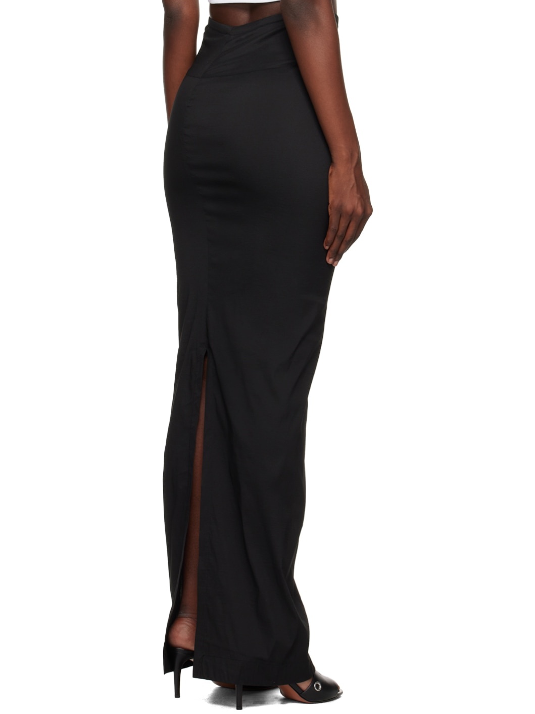 Black Vented Maxi Skirt - 5
